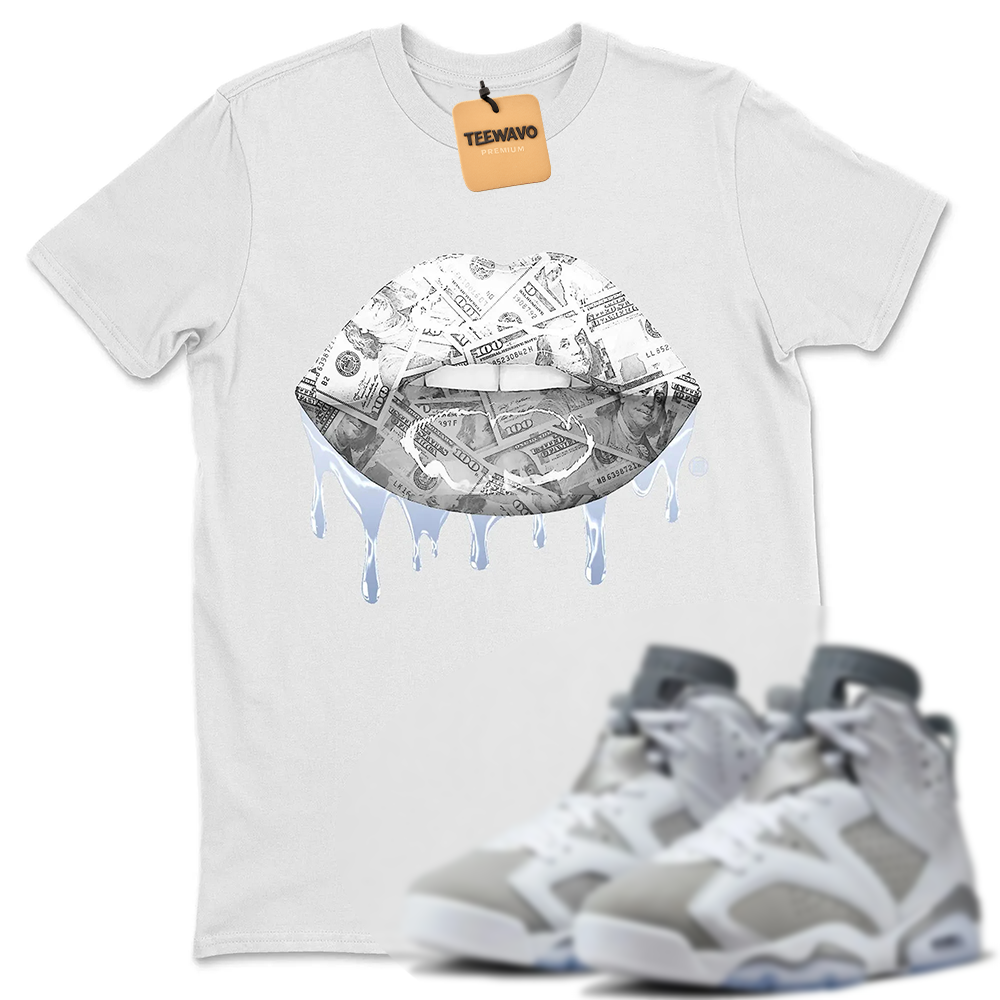 Money Lips Unisex Tops - AJ 6 Cool Grey