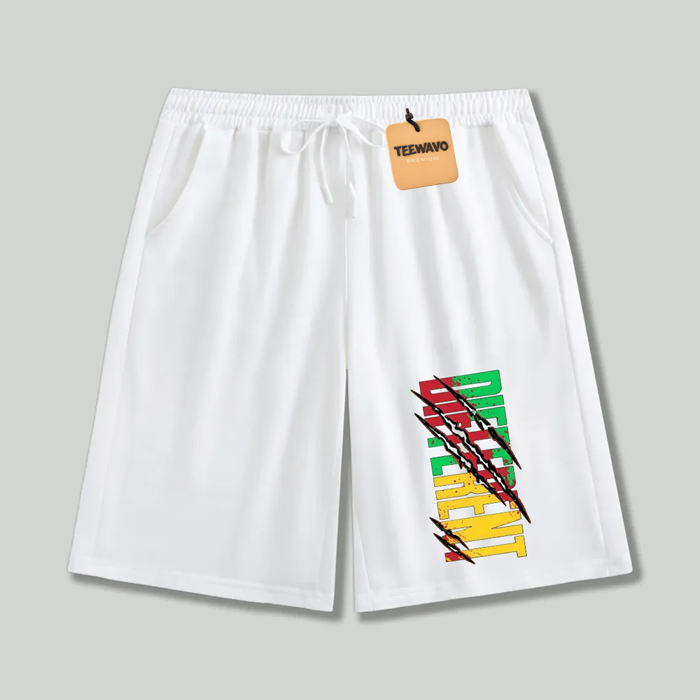 Unisex athletic shorts Different Rasta Color Text