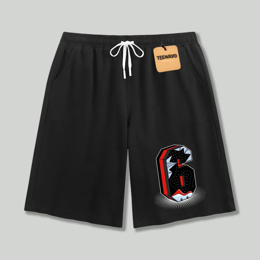 Unisex athletic shorts Number 6 Jordan Inspired Graphic Print