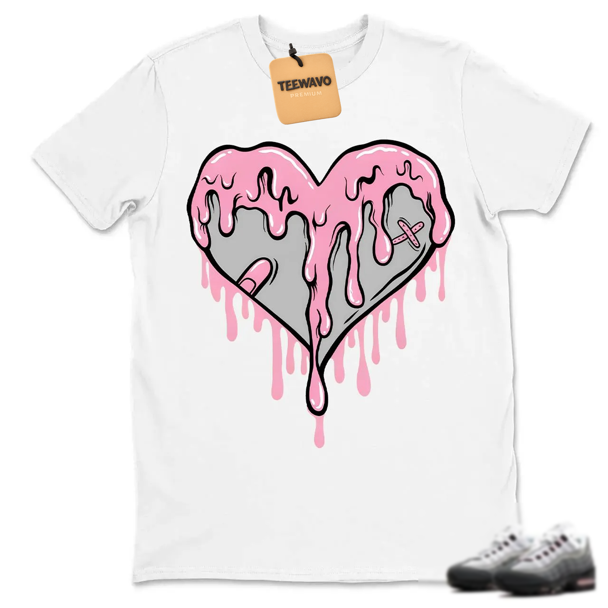 DRIPPING HEART Shirt To Match Air Max 95 Pink Foam Black White OG Big Bubble