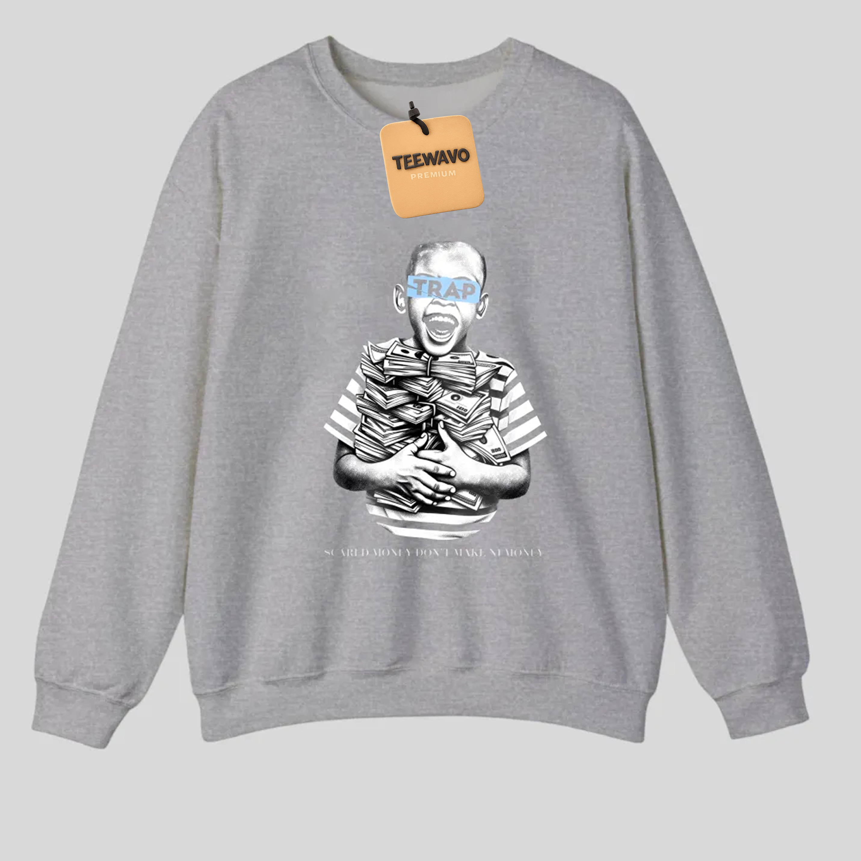 Trap Boy With Money Stack And Text tshirt 100% cotton