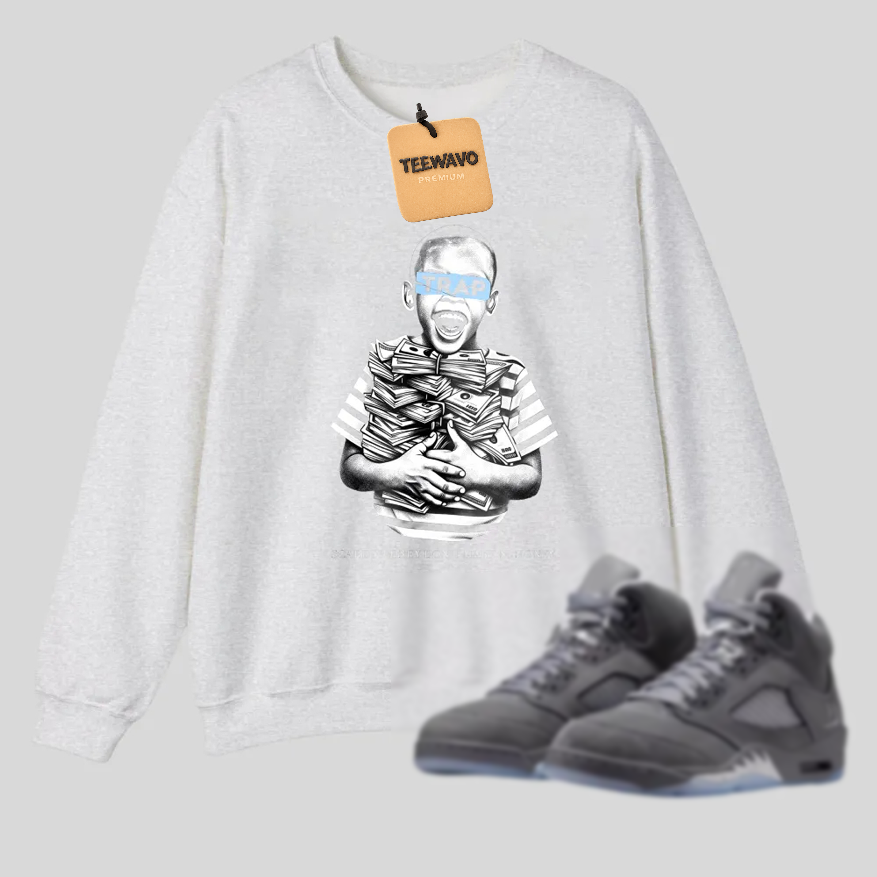 Trap Boy With Money Stack And Text tshirt 100% cotton