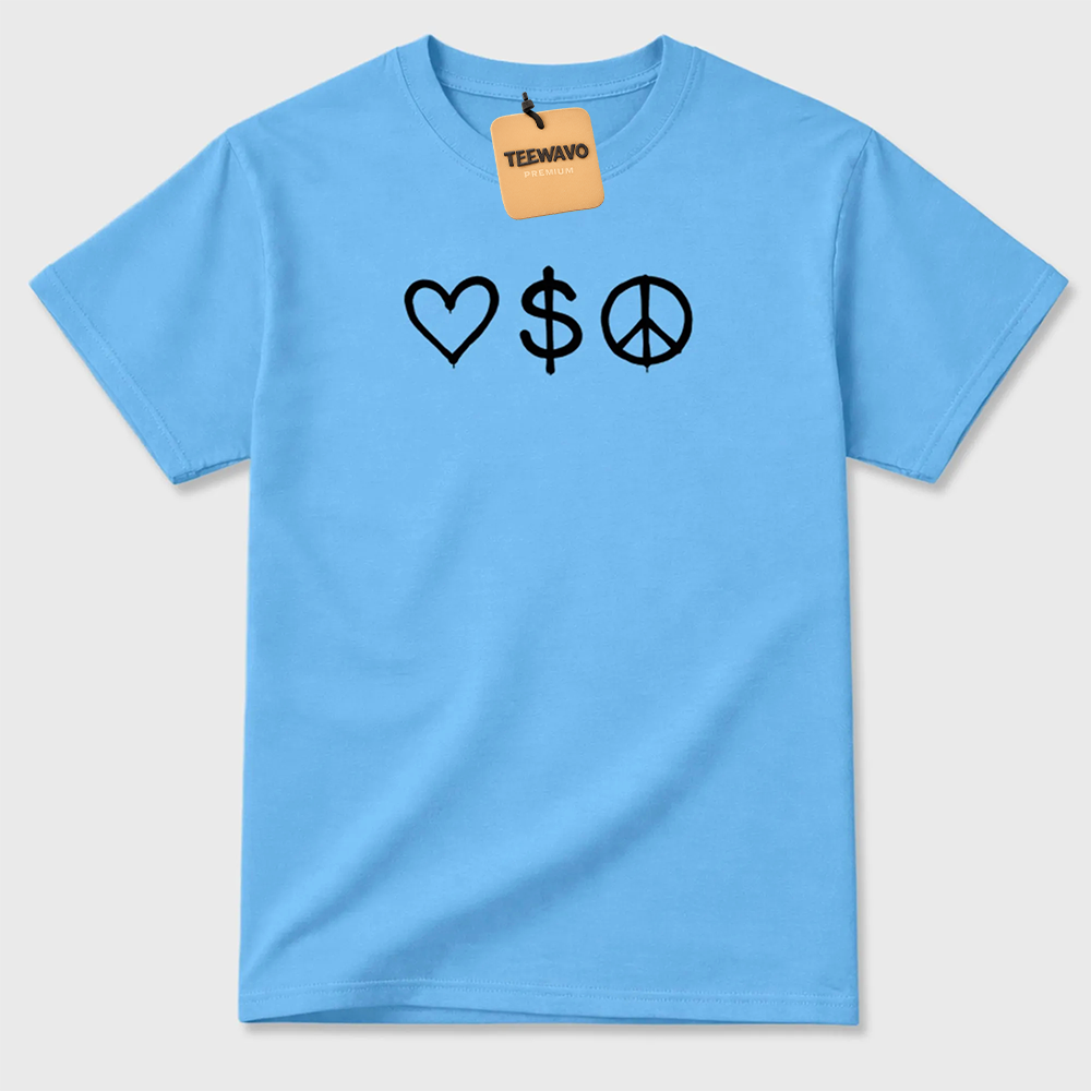 Love Money Peace Sneaker Tees - AJ 14 University Blue