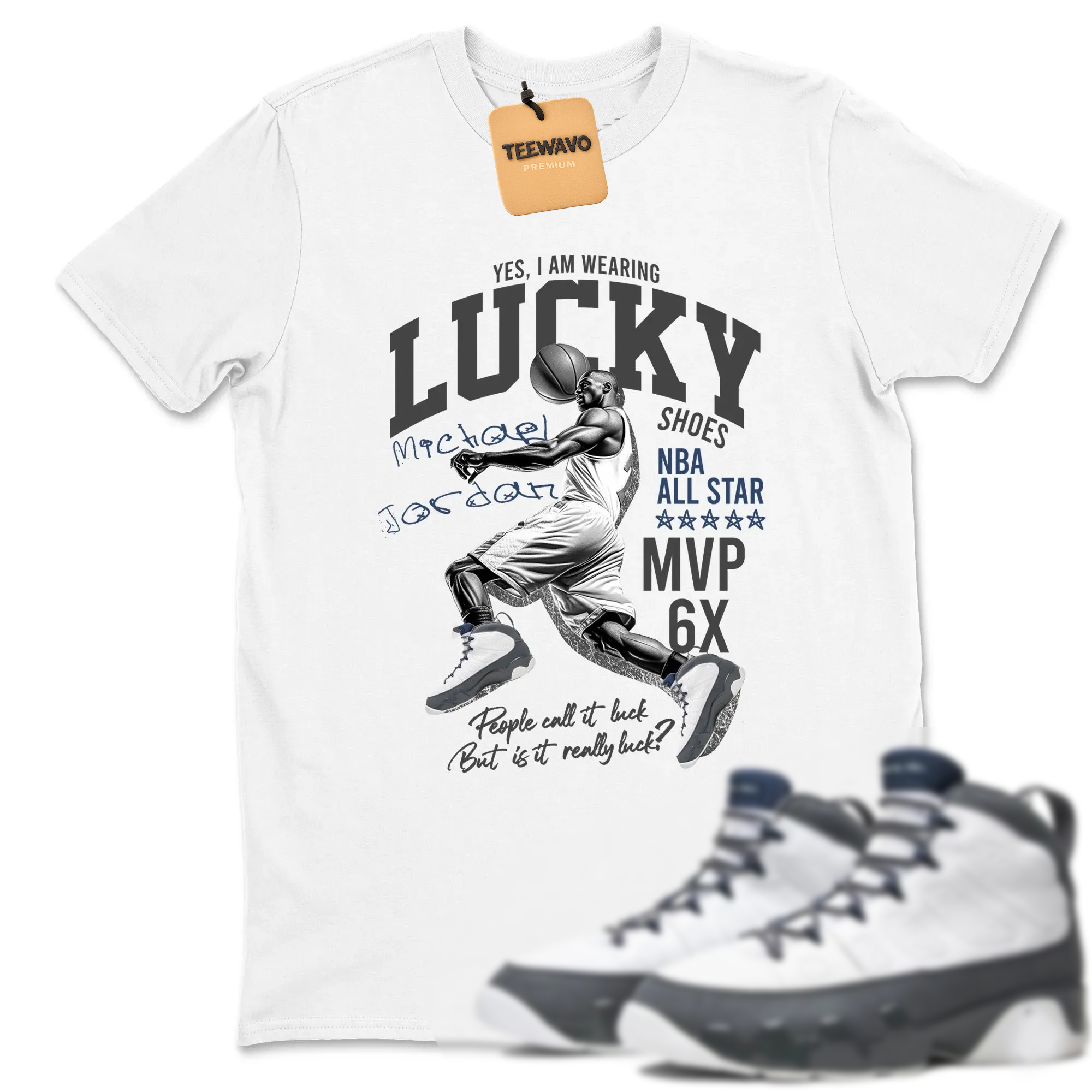 Lucky Player Sneaker Tees - AJ 9 Flint Grey