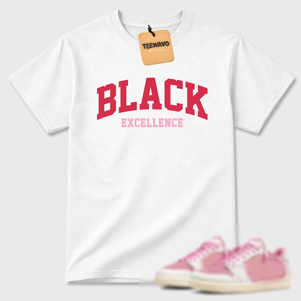 Varsity Black Excellence  Sneaker Tees - AJ 1 Travis Scott Tropical Pink