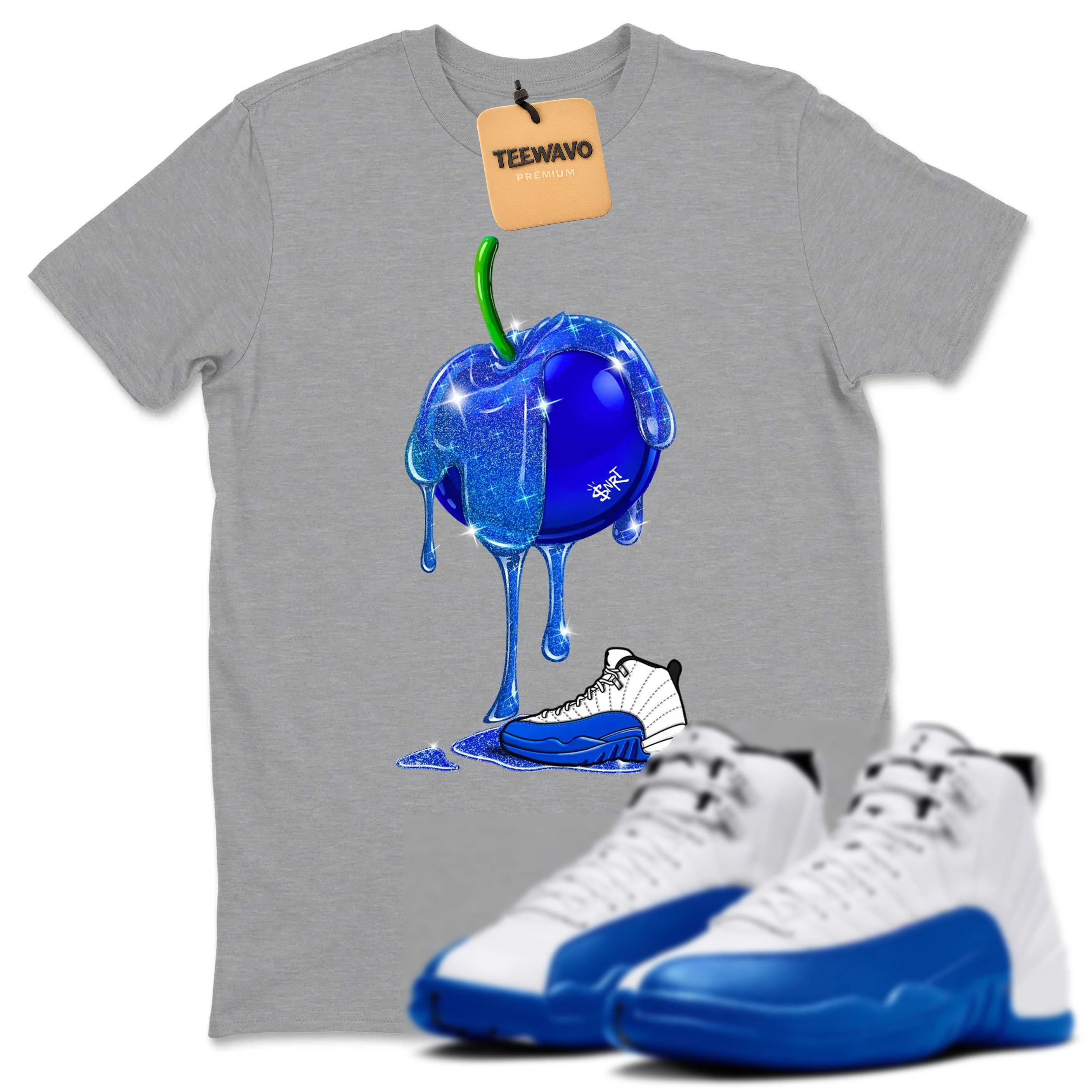 Dripping Blueberry TEEWAVO Sneaker Tees - AJD 12 Blueberry