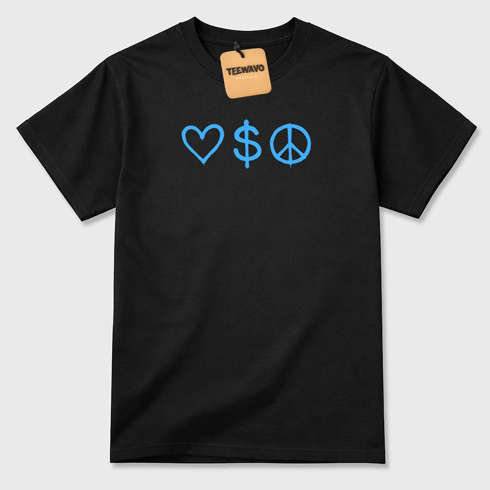Love Money Peace Sneaker Tees - AJ 14 University Blue