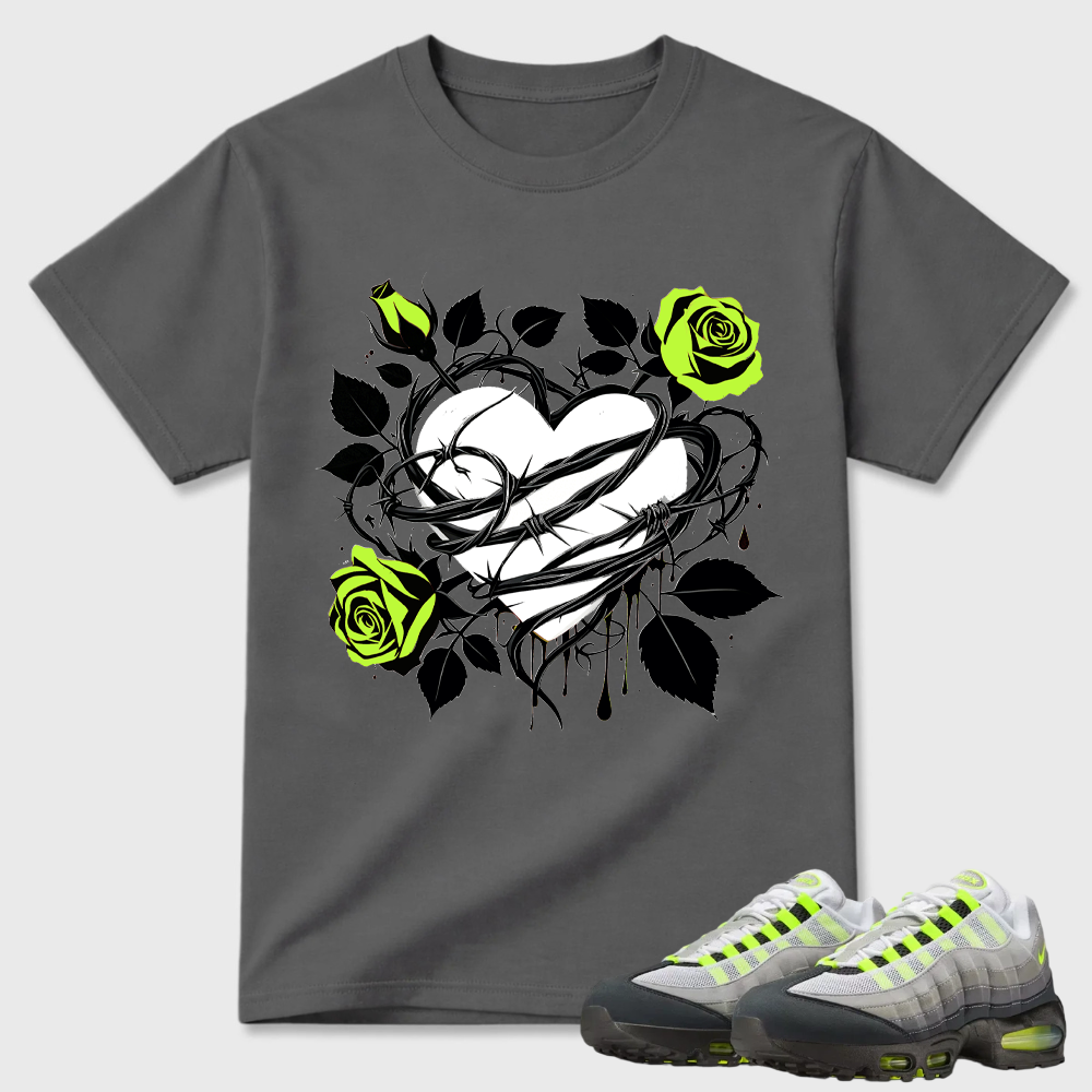 Neon Roses And Barbed Wire Heart Air Max 95 Matching Tee