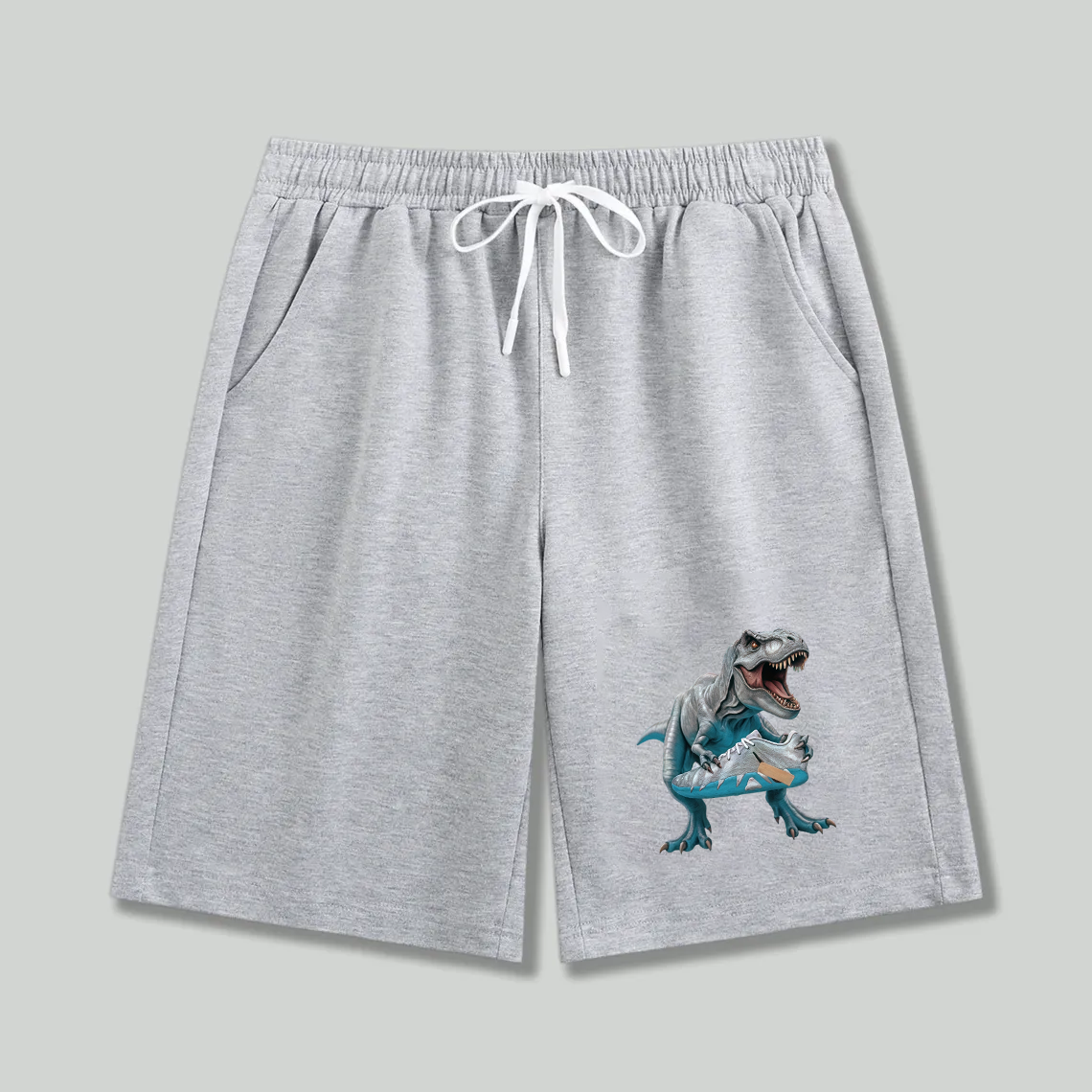 Unisex athletic shorts T-Rex With Blue Sneaker