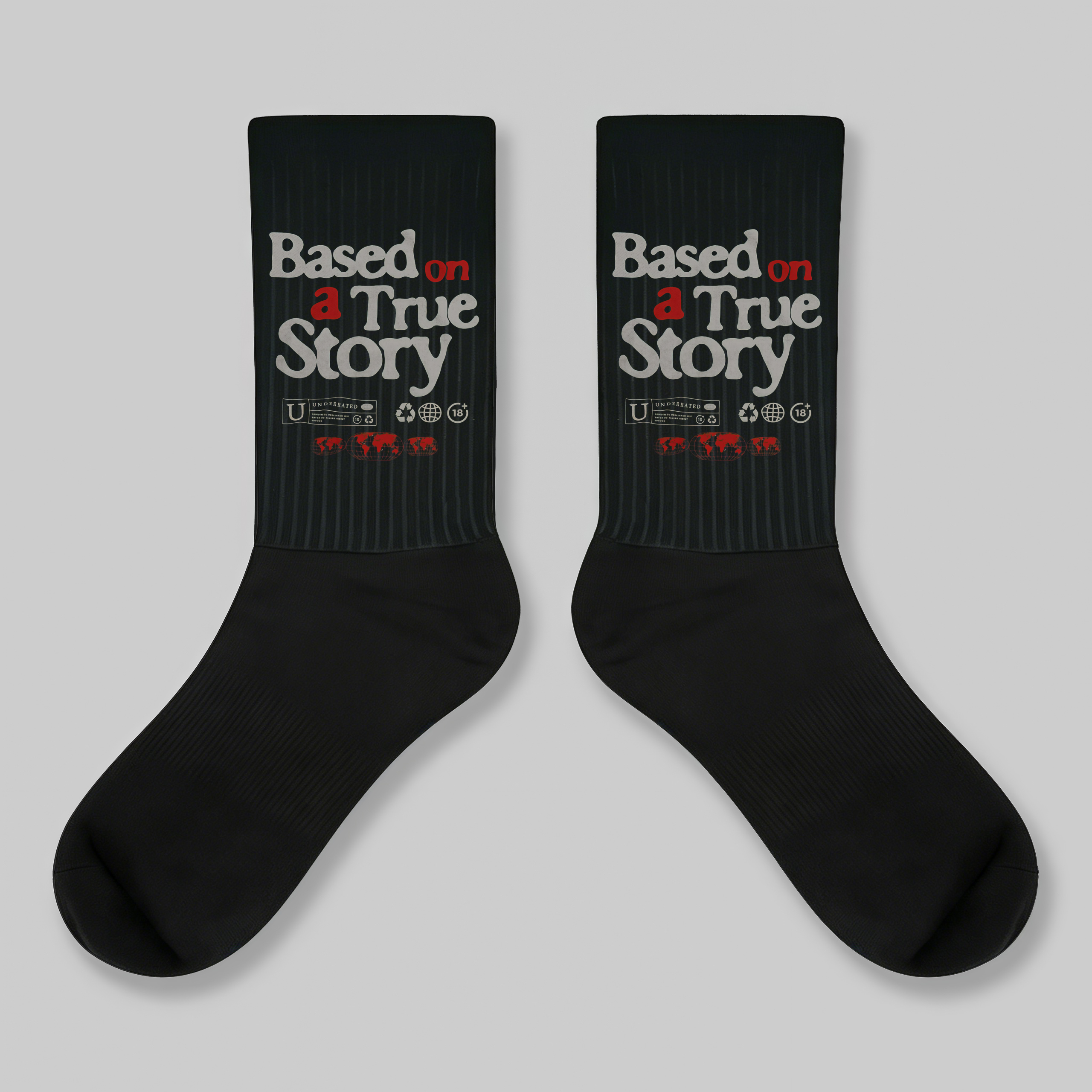Crew Socks Based On A True Story Text Print