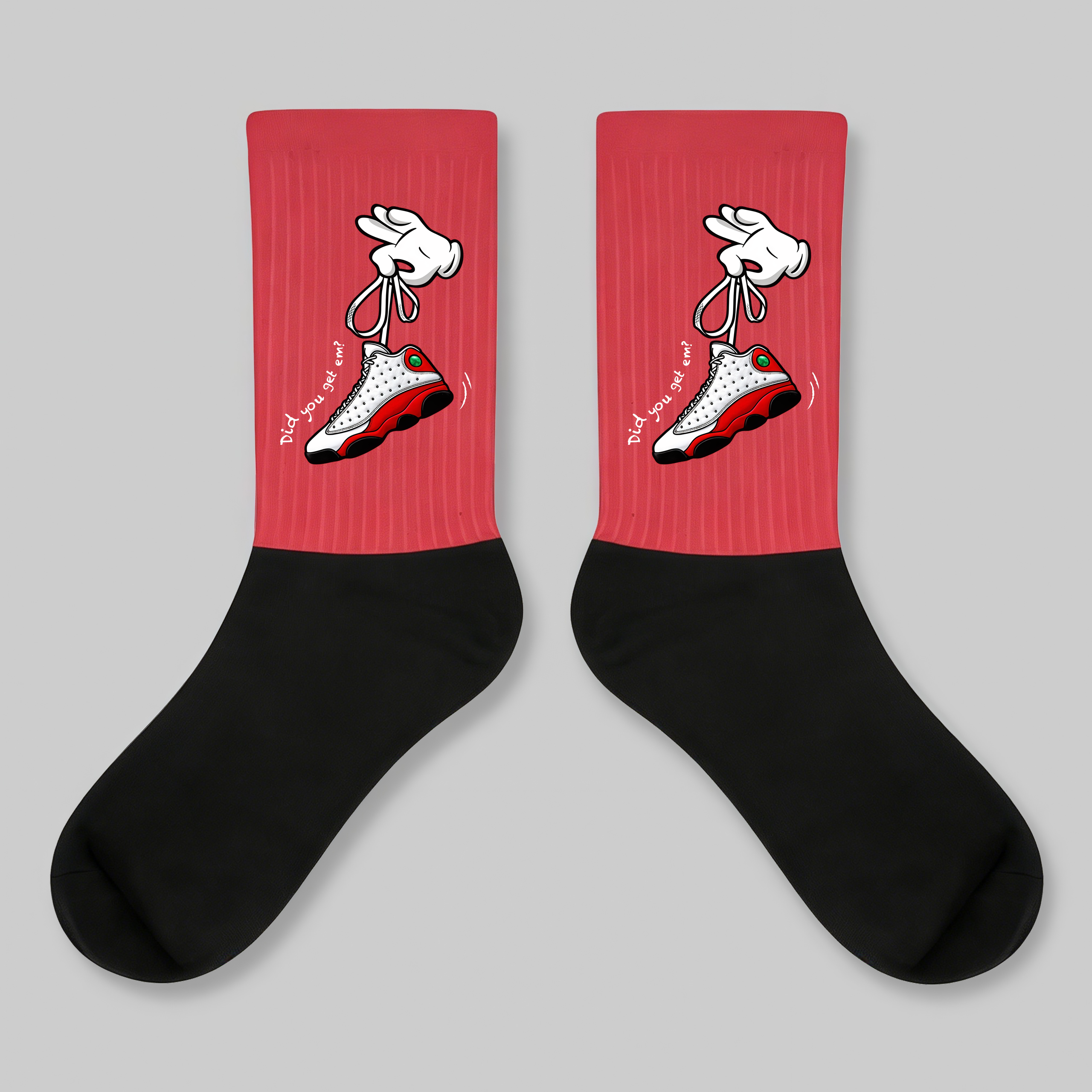 Crew Socks Cartoon Hand Tying Jordan 13 Print