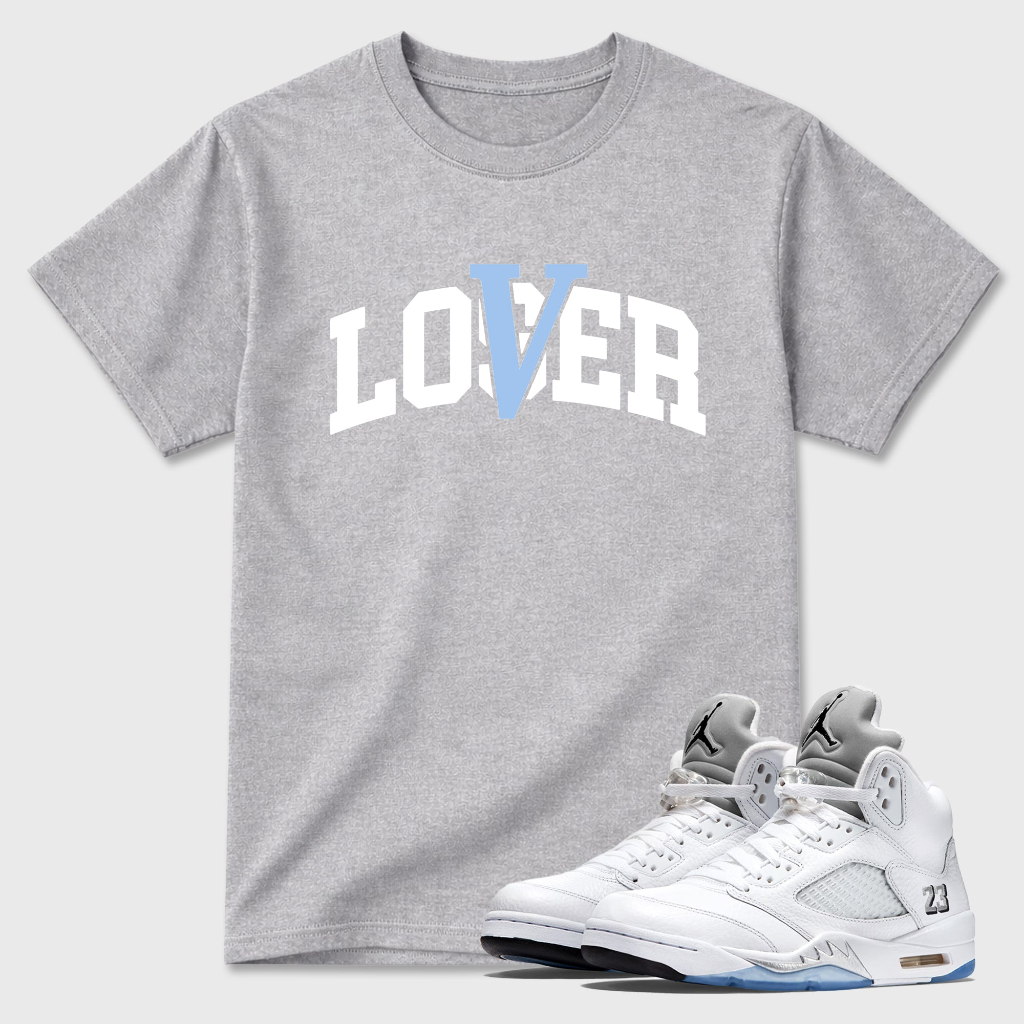 Varsity Loser Lover Sneaker Tees - Air Jordan 5 White Metallic