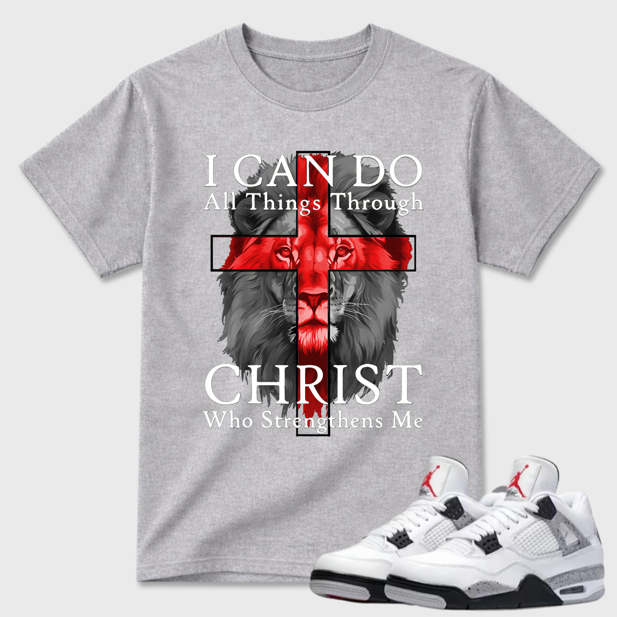 I Can Do All Things Through Christ Lion Air Jordan 4 Graphic Tee