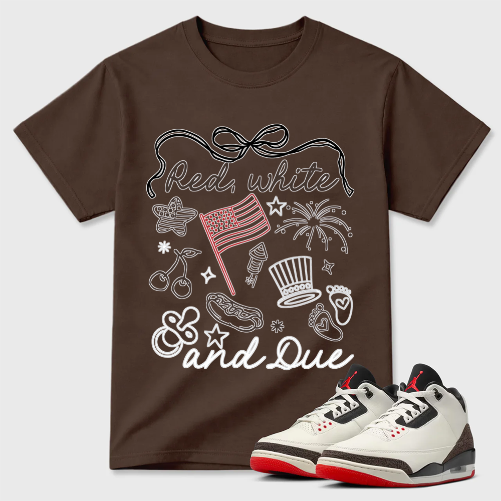 Red White And Due Patriotic Air Jordan 3 Doodle Tee