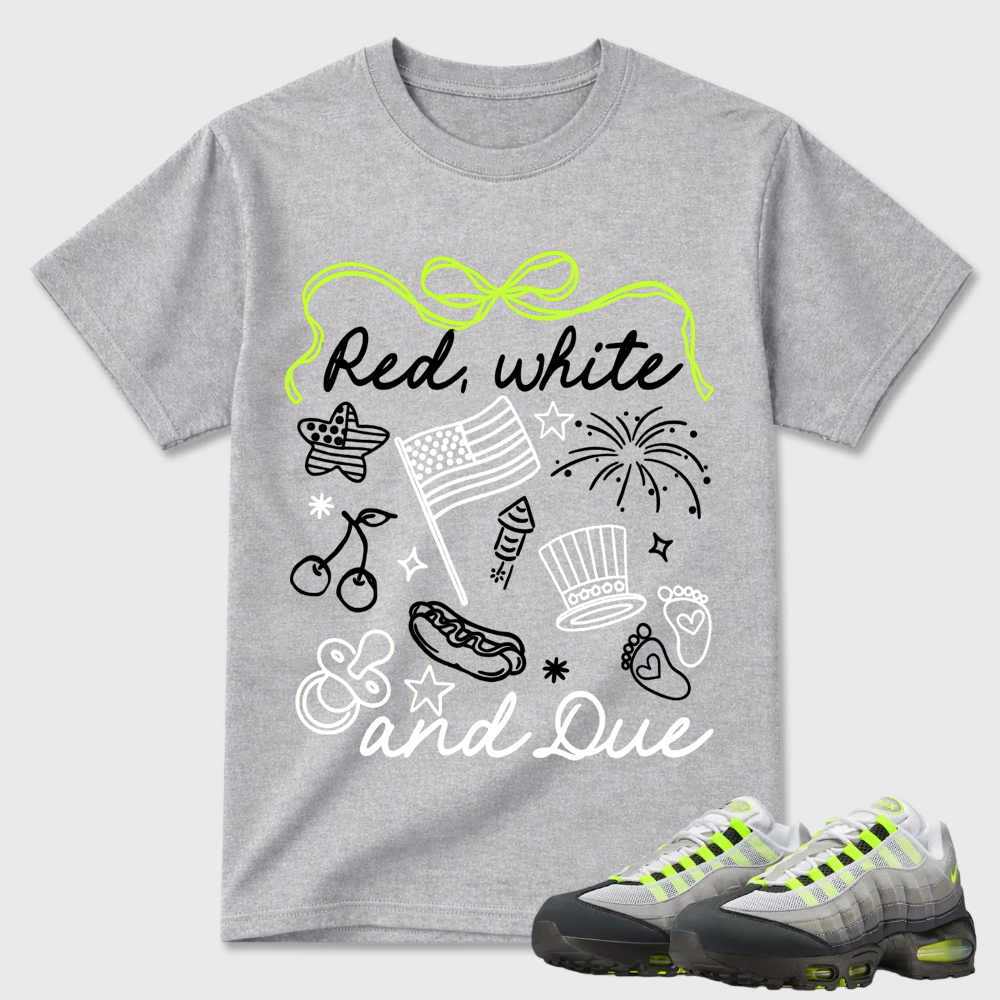 Red White And Due Patriotic Air Max 95 Doodle Tee