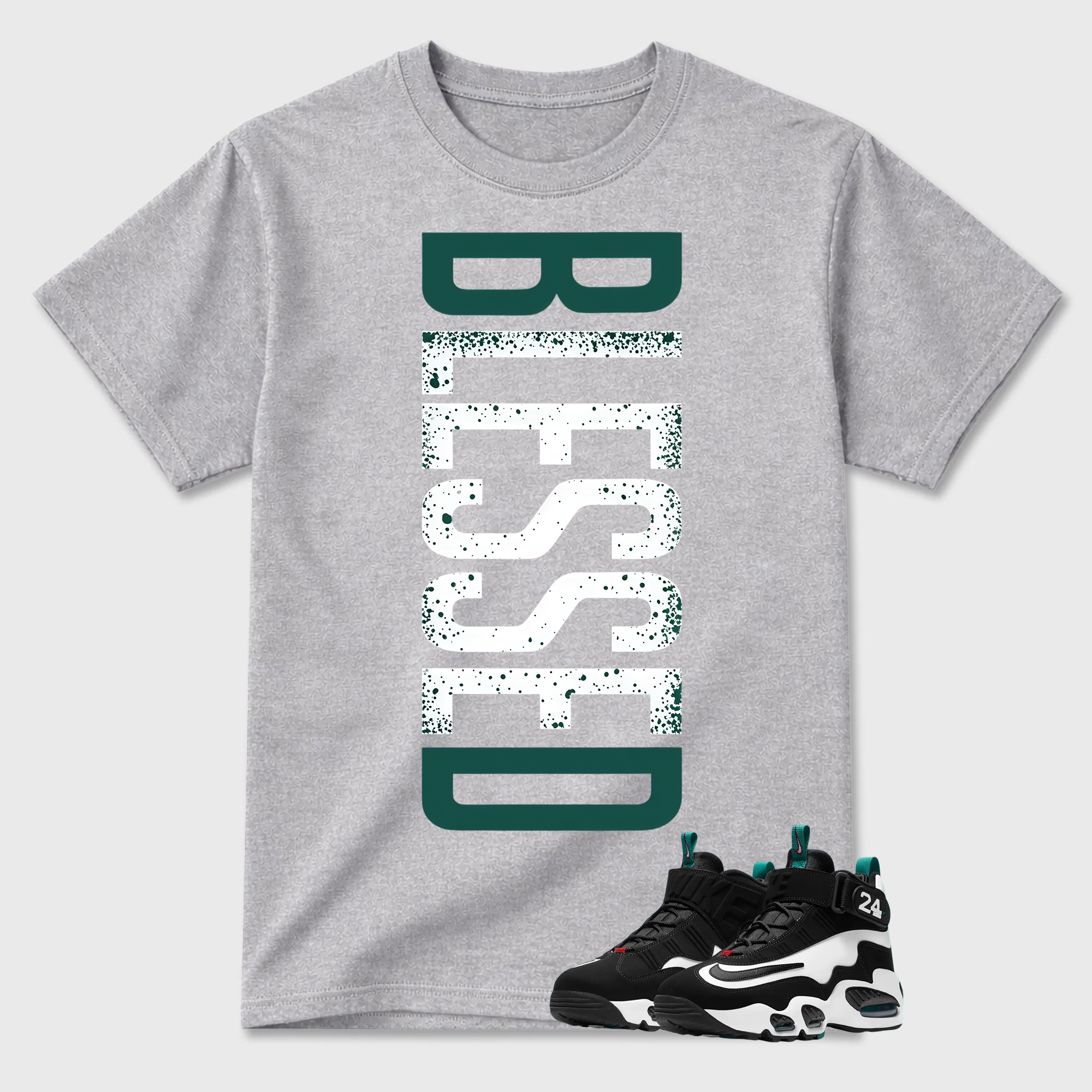 BLESSED!  Shirt To Match Griffey Max 1 White and Fresh Water