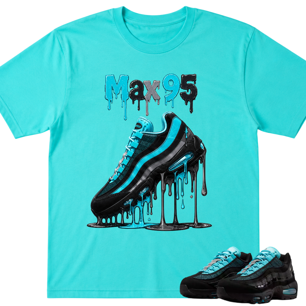 Max 95 Drip Graphic Tee – Aqua Black Sneaker Match Shirt