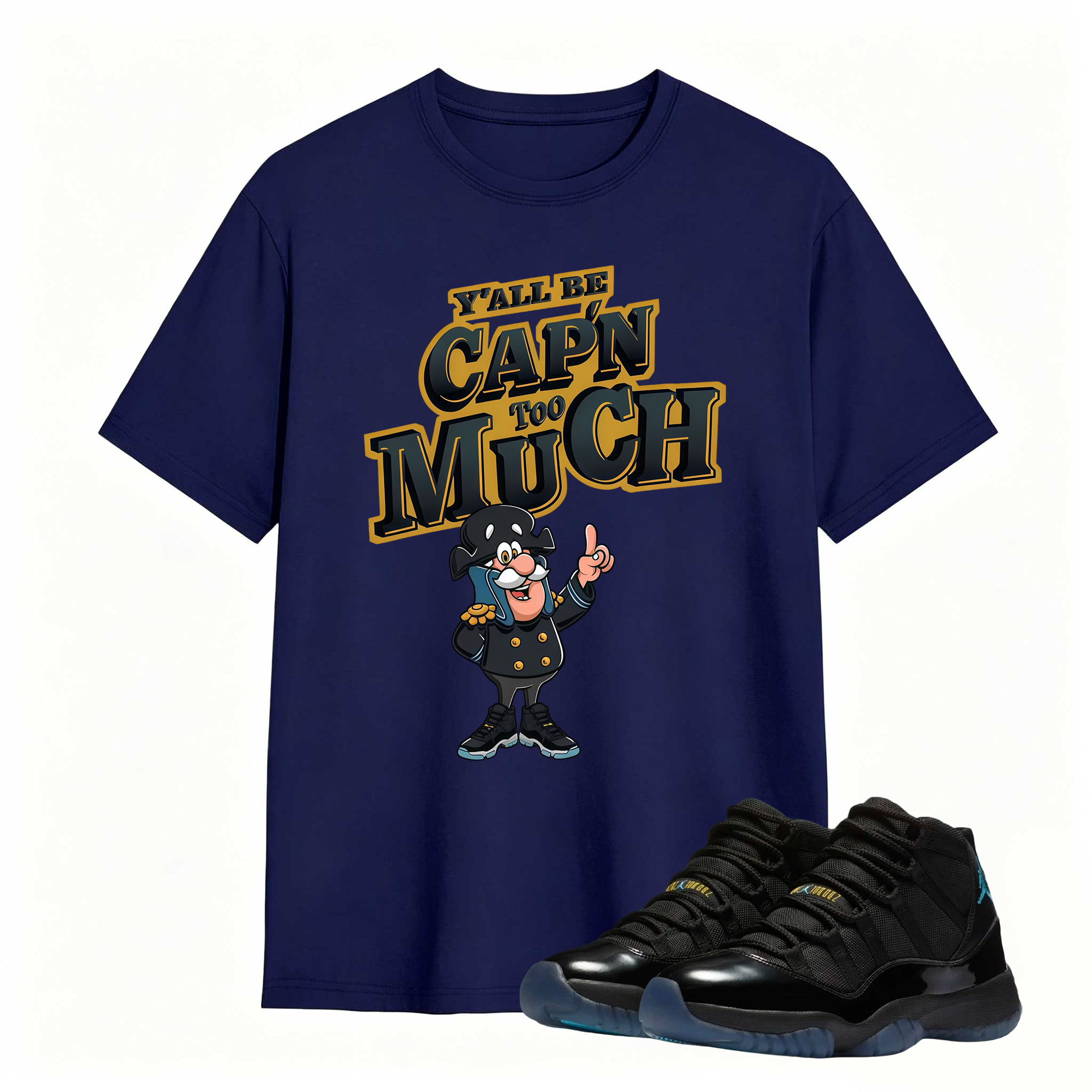 CAP'N MUCH T-Shirt To Match Jordan 11 Gamma