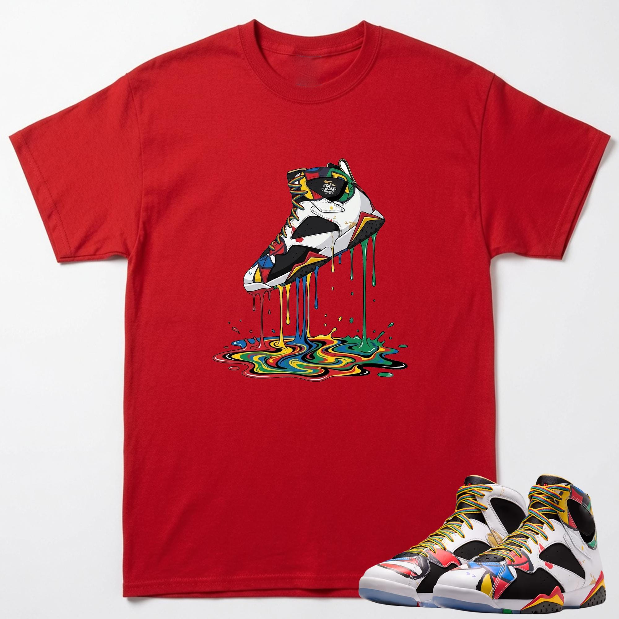 Rainbow Swirl Fluid Footwear Cartoon Print Casual T-Shirt