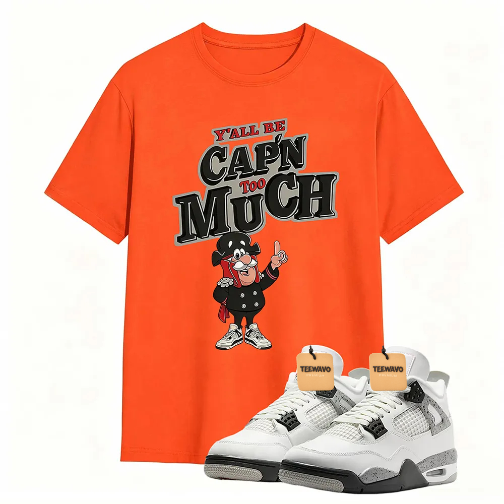 AJD 4 Retro White Cement Cap'n Too Much Sneaker T Shirt