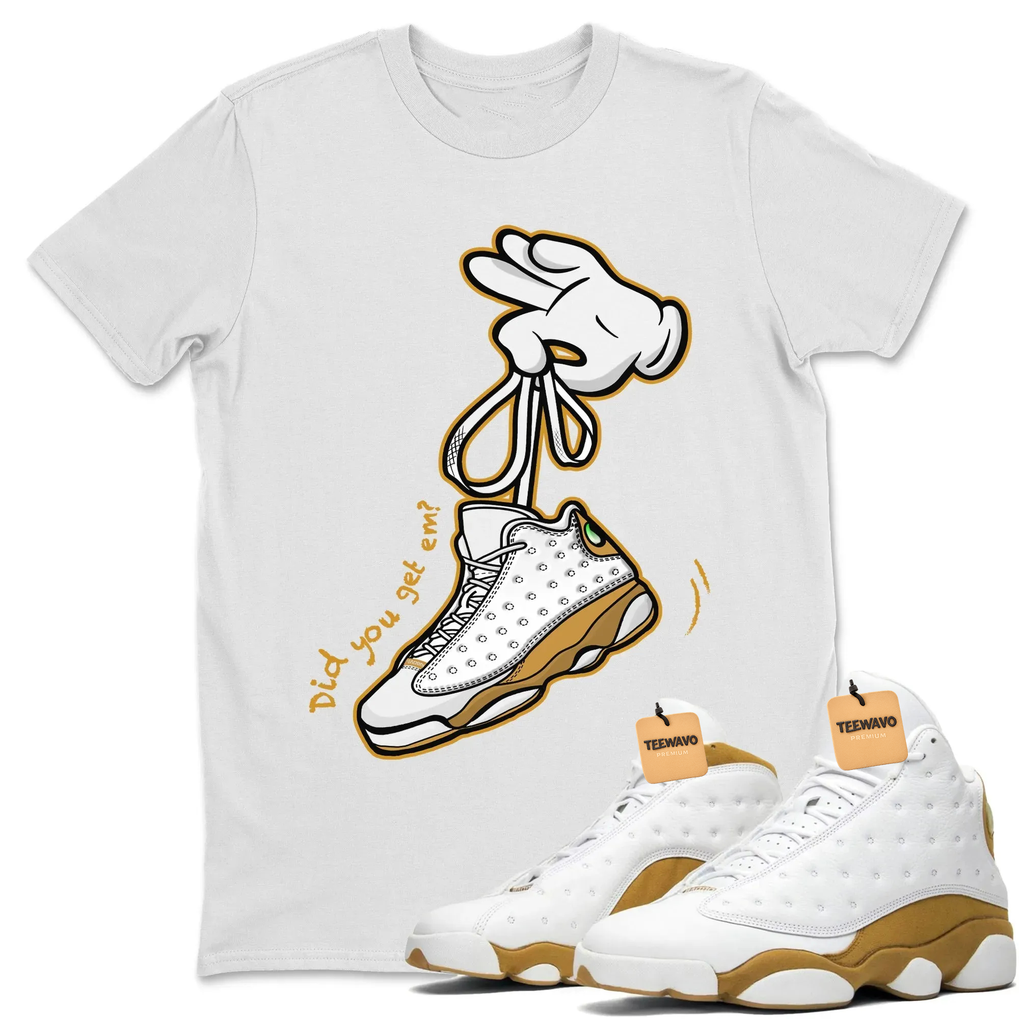 Cartoon Hands Unisex Tops - Air Joardan 13 Wheat