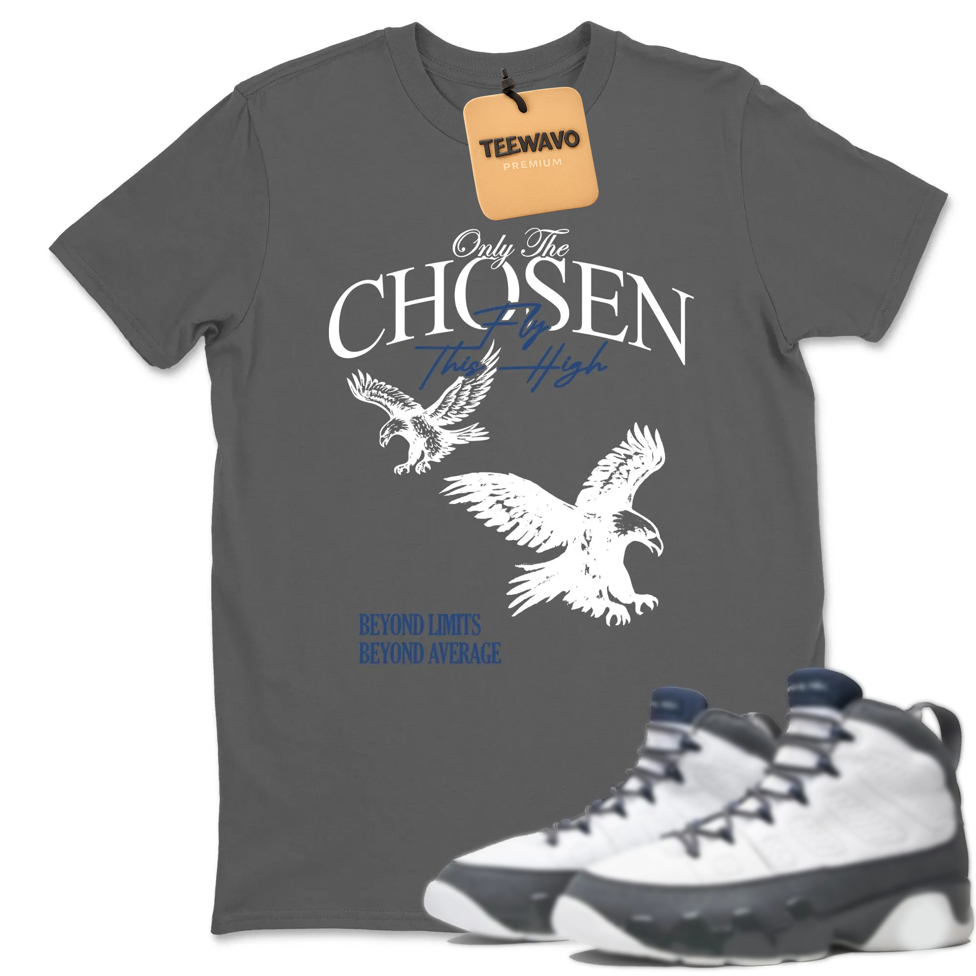 Only The Chosen Fly This High Sneaker Tees - AJD 9 Flint Grey