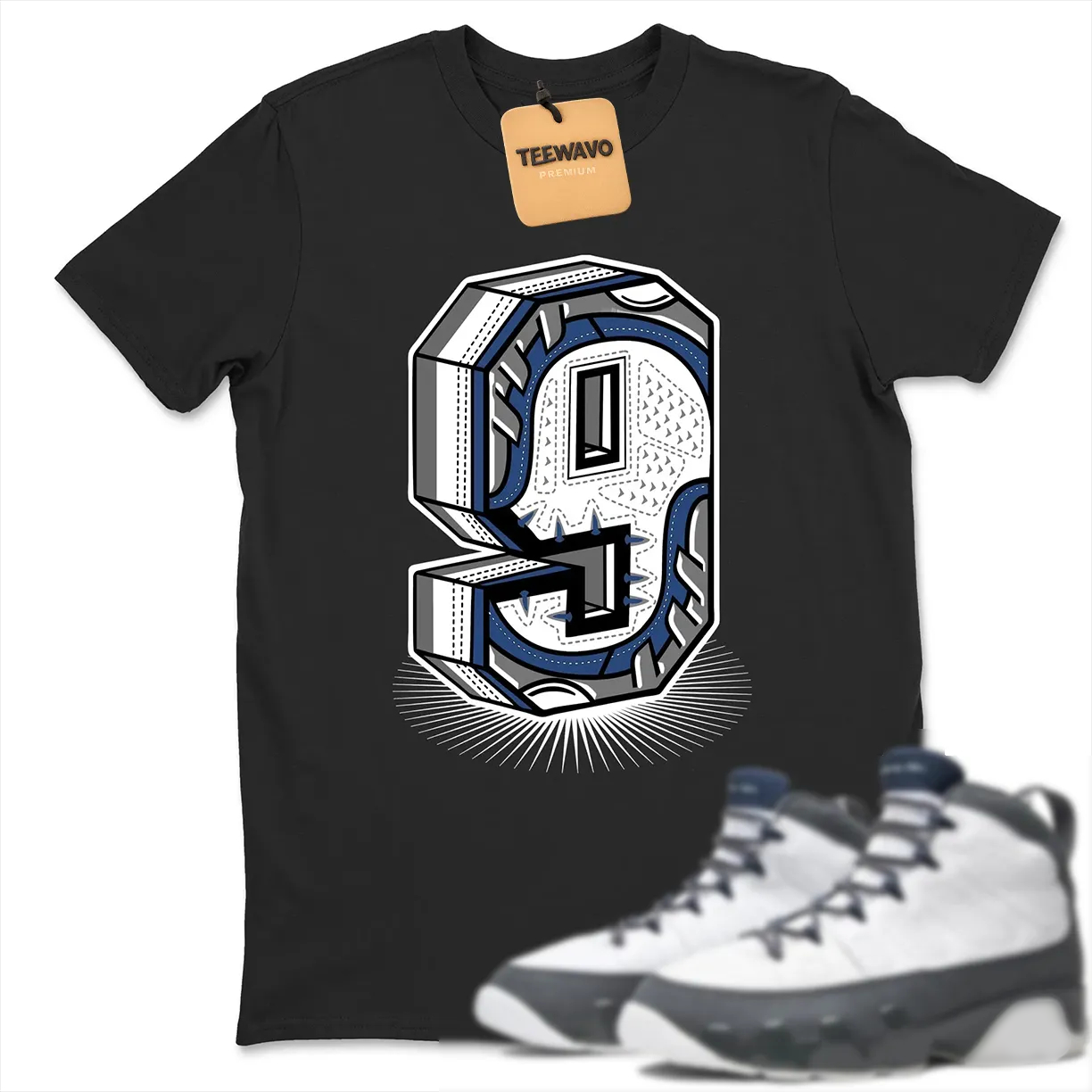 Number Statue  Sneaker Tees - AJD 9 Flint Grey