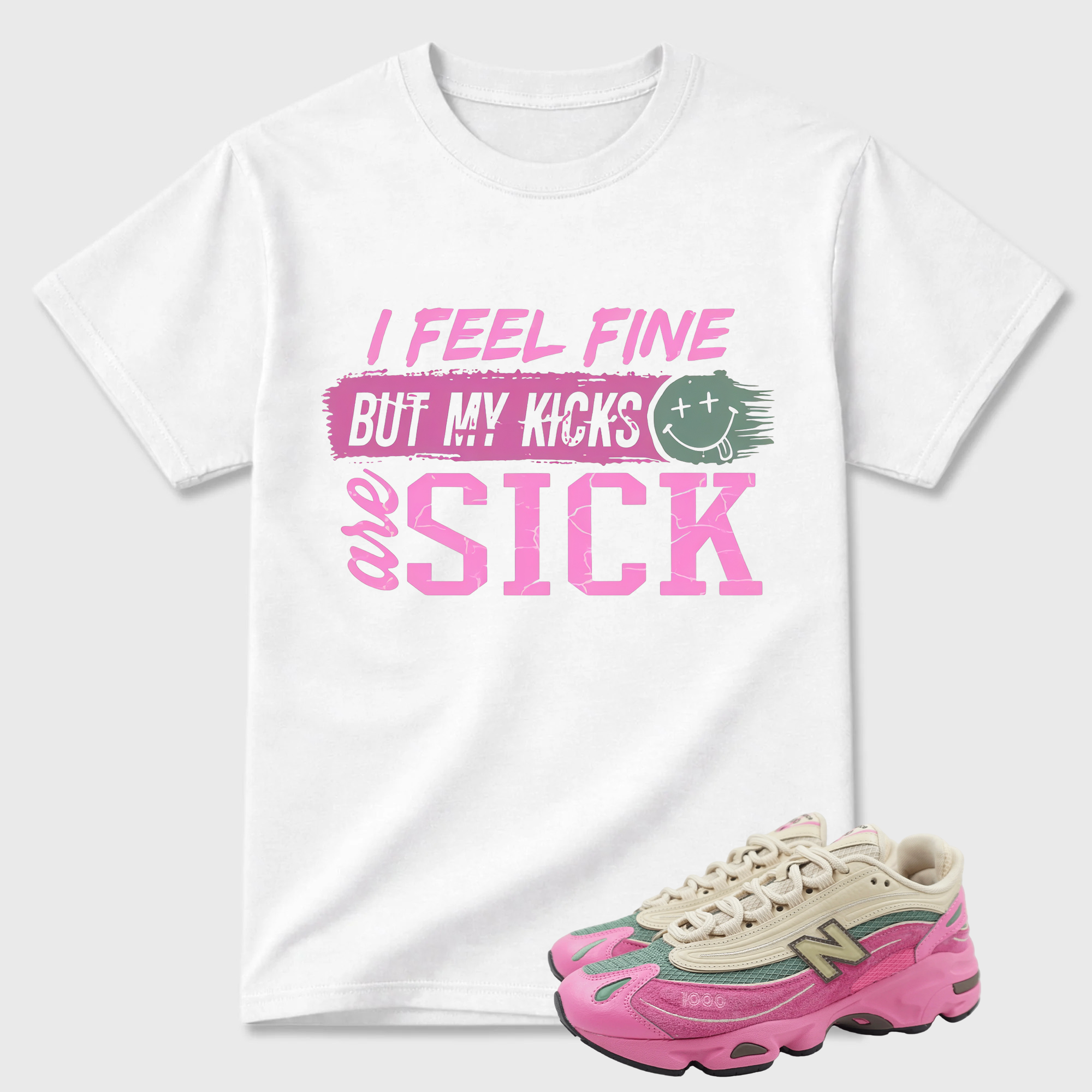 New Balance 1000 Tan Pink Match: Sick Kicks Shirt