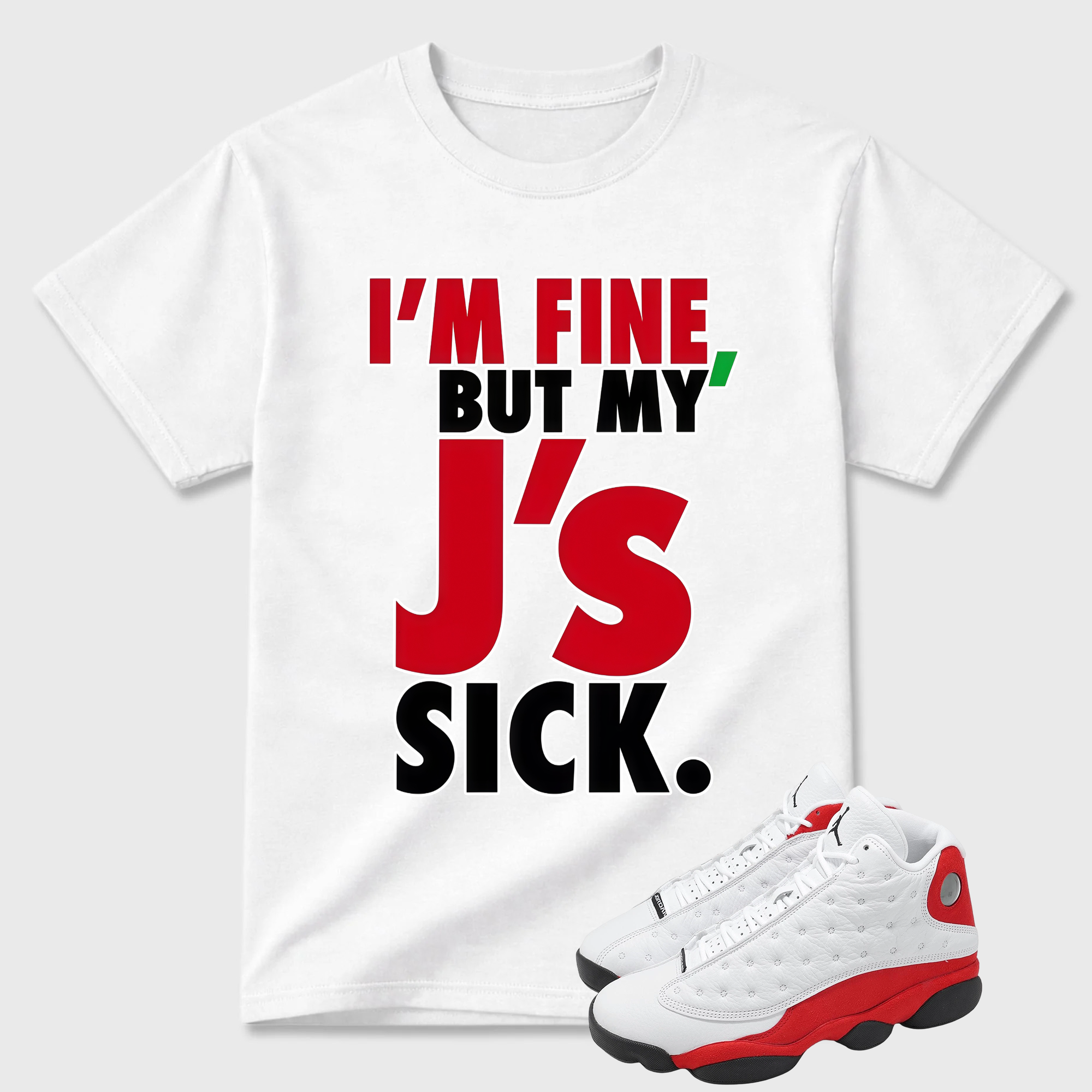 Jordan 13 Cherry Red Match Tee, Match Sick Js Tshirt