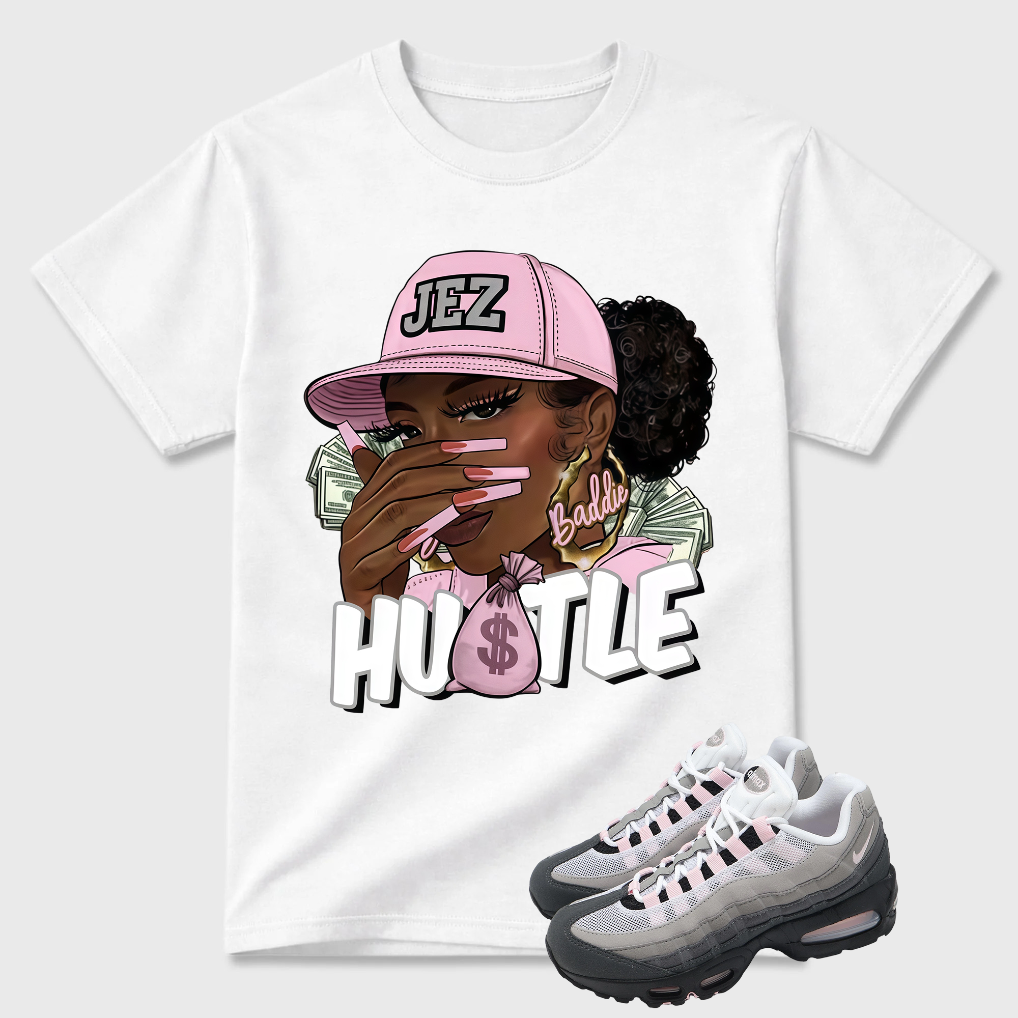 Classic 95 Pink Foam Shirt, AM95 Match Tee, BADDIE HUSTLE Tshirt