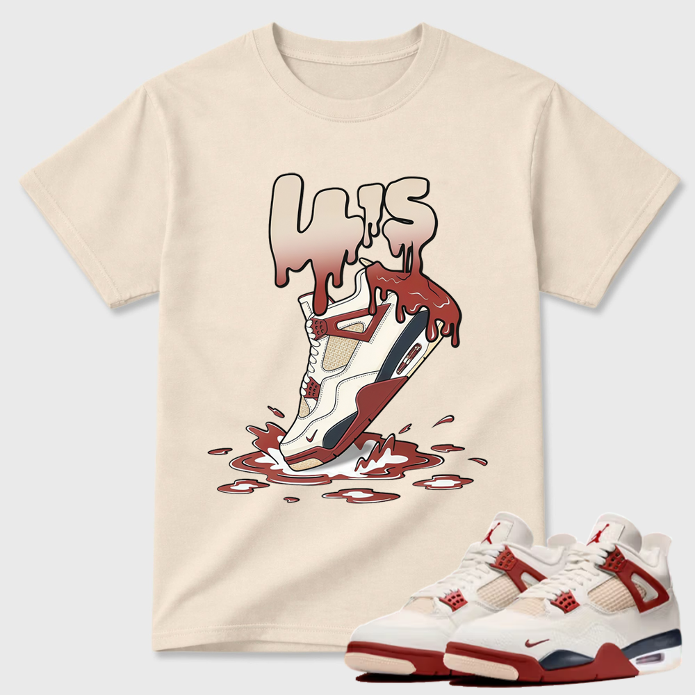 Dripping Paint AJ4 "Red Cement" Sneaker AJ4 Graphic Shirt