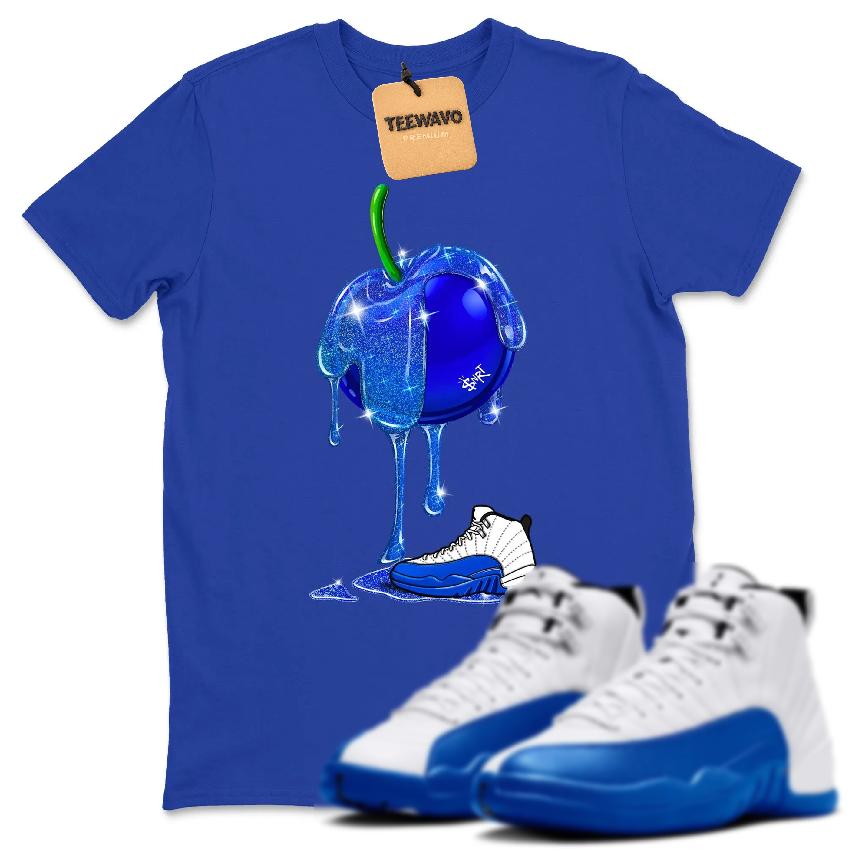Dripping Blueberry TEEWAVO Sneaker Tees - AJD 12 Blueberry