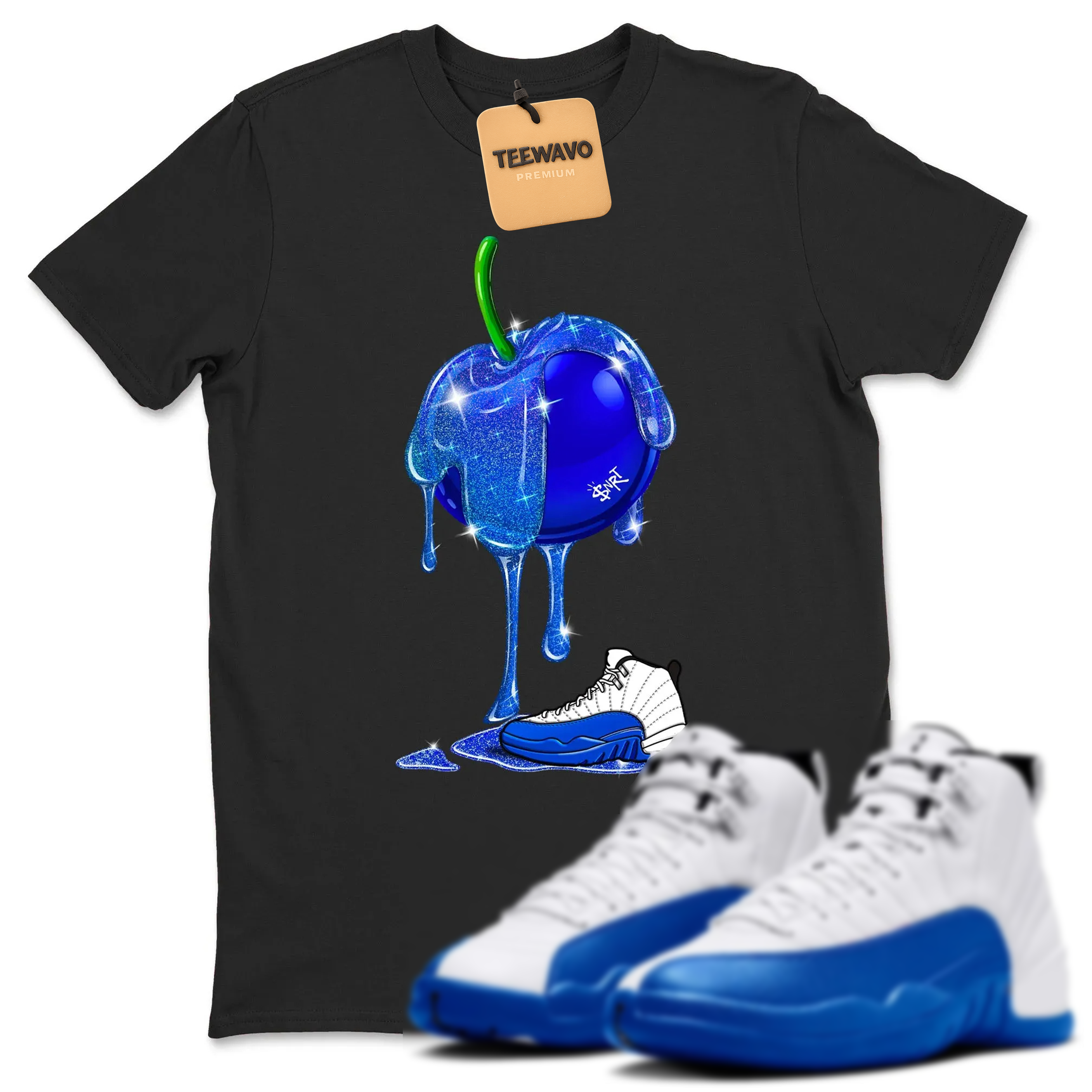 Dripping Blueberry TEEWAVO Sneaker Tees - AJD 12 Blueberry
