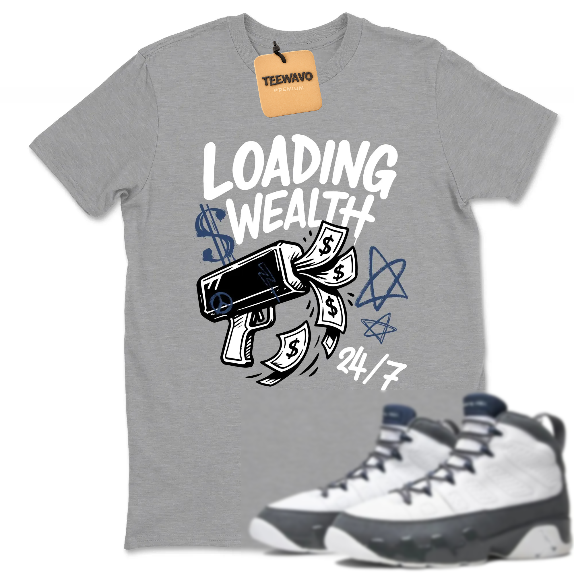 Loading Wealth Sneaker Tees - AJ 9 Flint Grey
