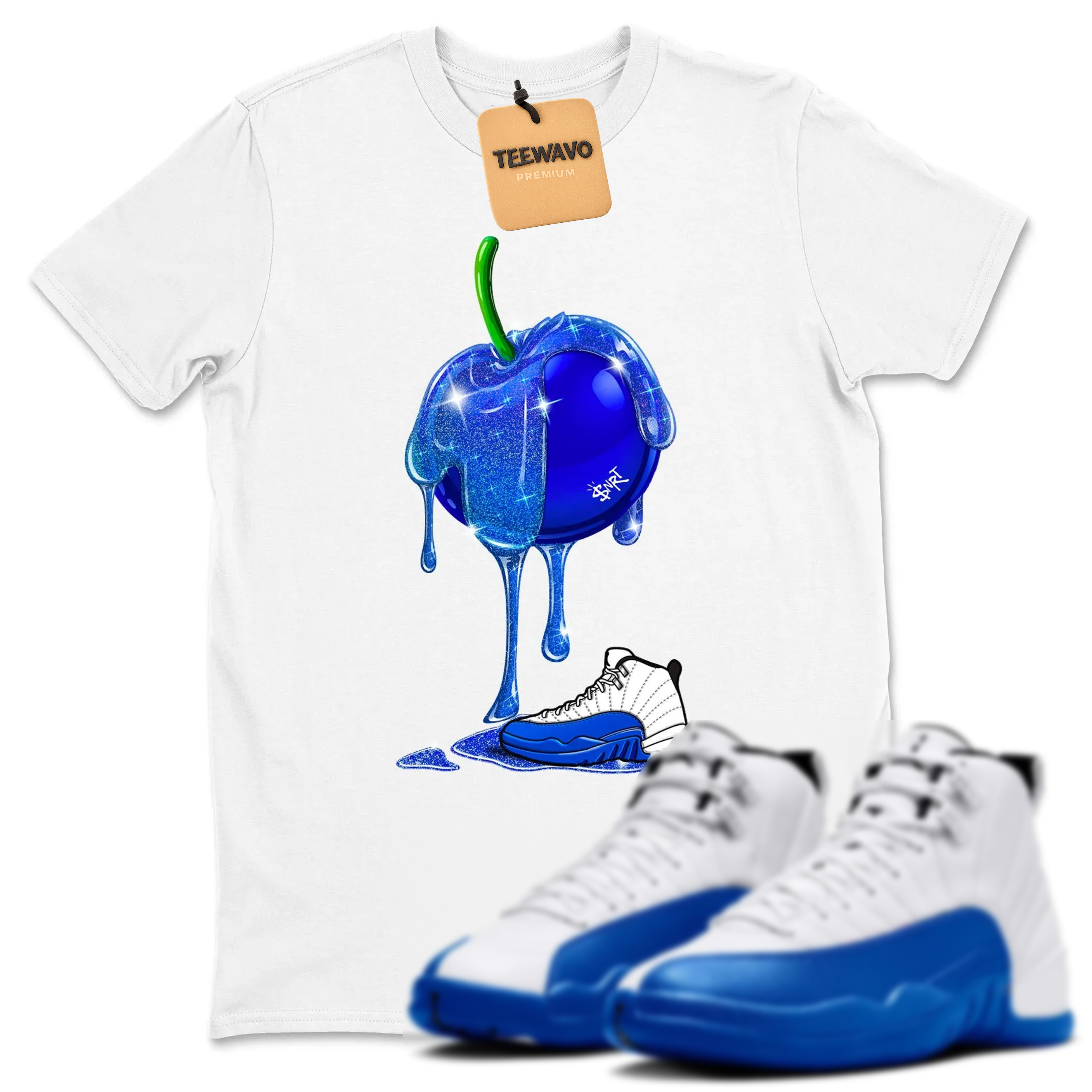 Dripping Blueberry TEEWAVO Sneaker Tees - AJD 12 Blueberry