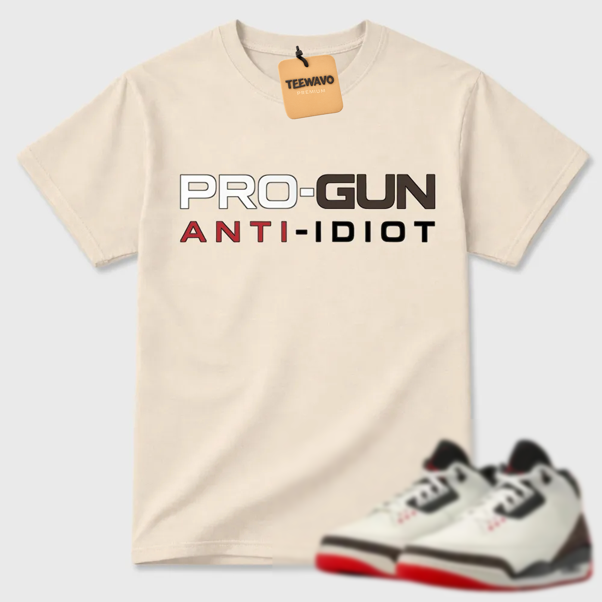 Pro-Gun Anti-Idiot Text AJ 3 Casual Tee