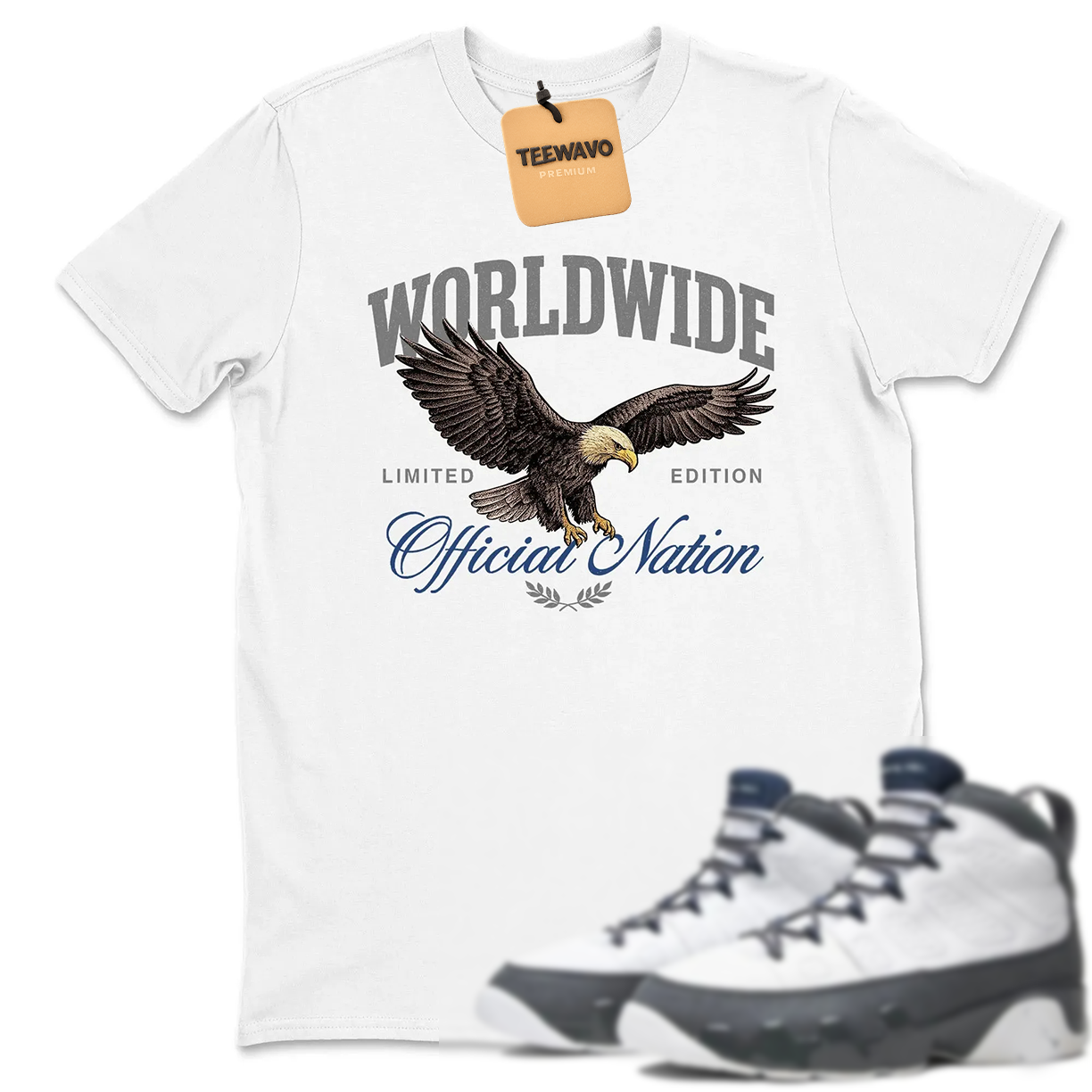 Worldwide Official Nation  Sneaker Tees - AJD 9 Flint Grey
