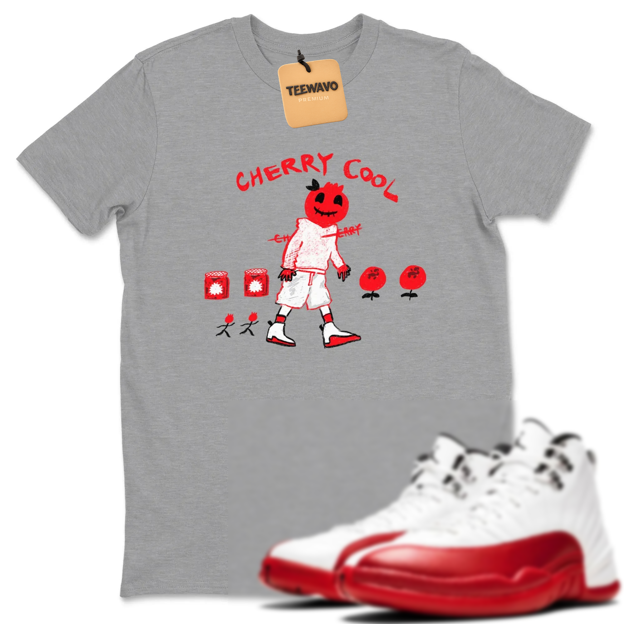 Cherry Cool TEEWAVO Sneaker Tees - AJD 12 Cherry