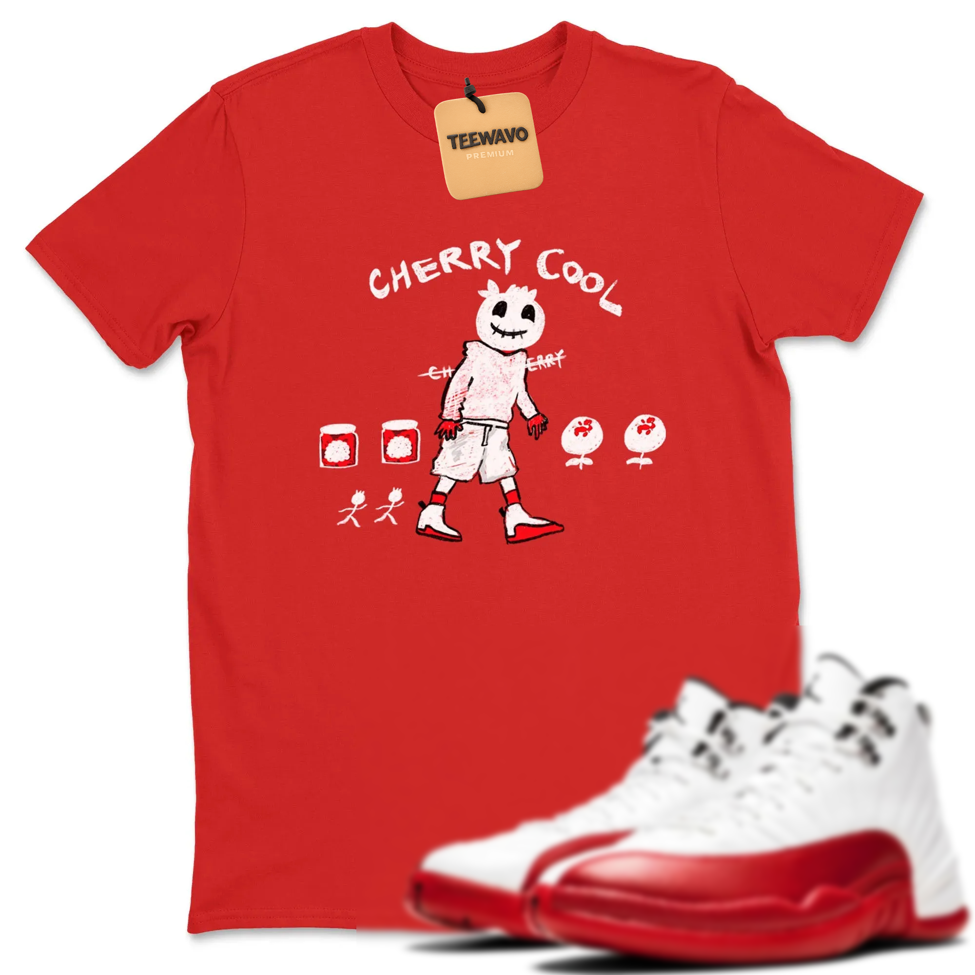 Cherry Cool TEEWAVO Sneaker Tees - AJD 12 Cherry