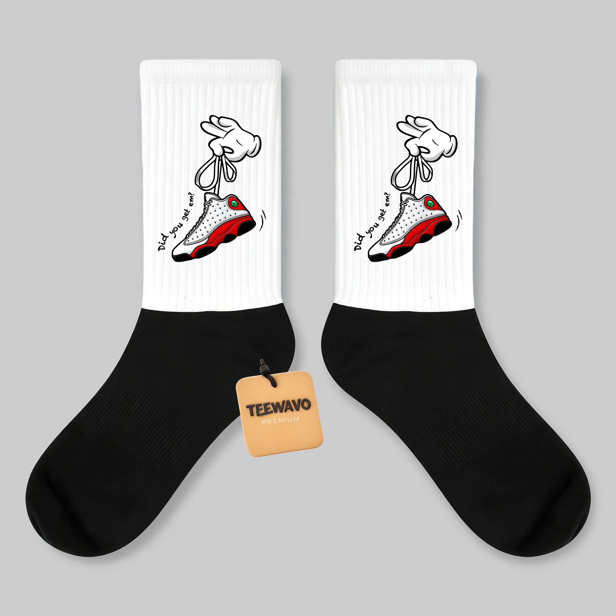 Crew Socks Cartoon Hand Tying Jordan 13 Print