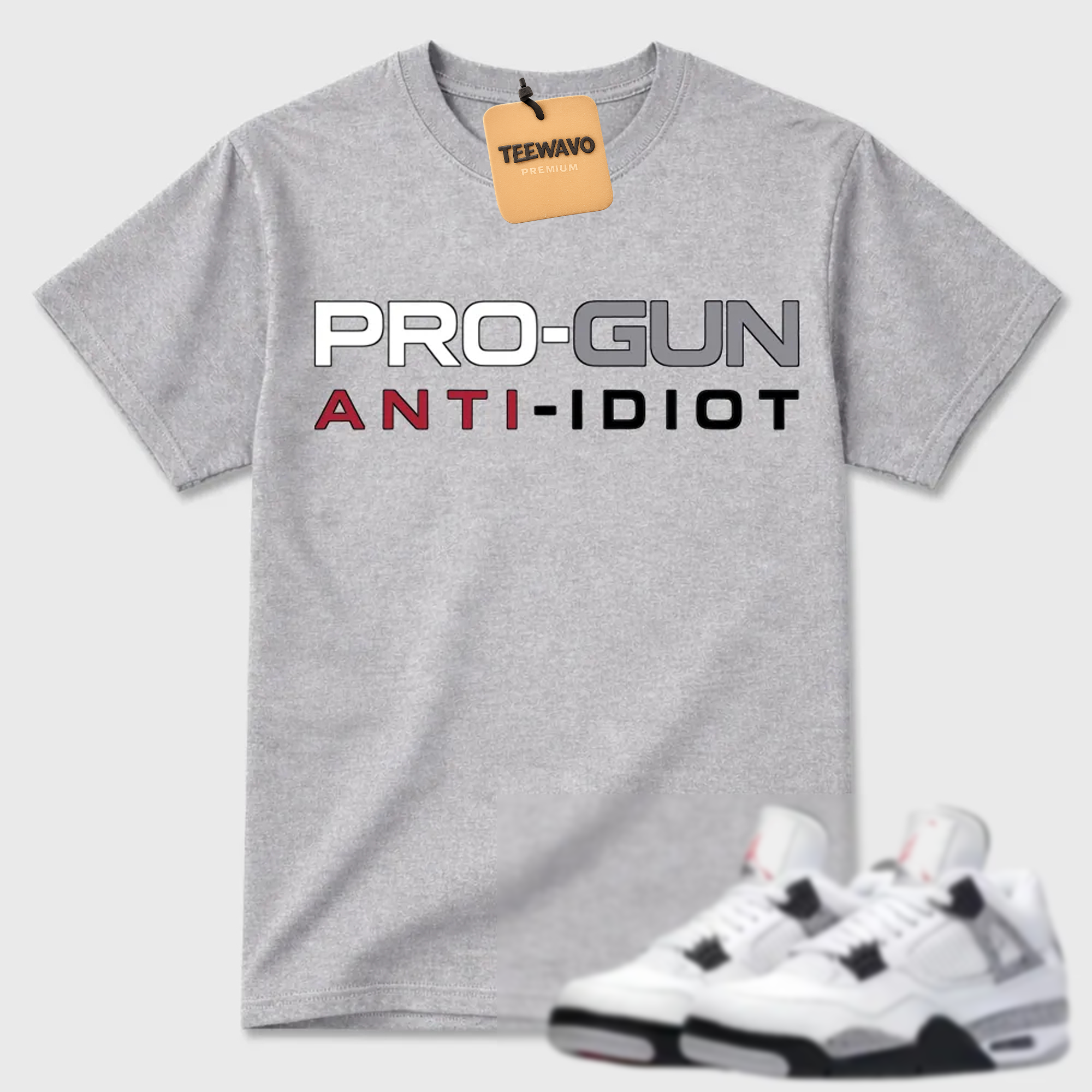 Pro-Gun Anti-Idiot Text AJ 4 Casual Tee
