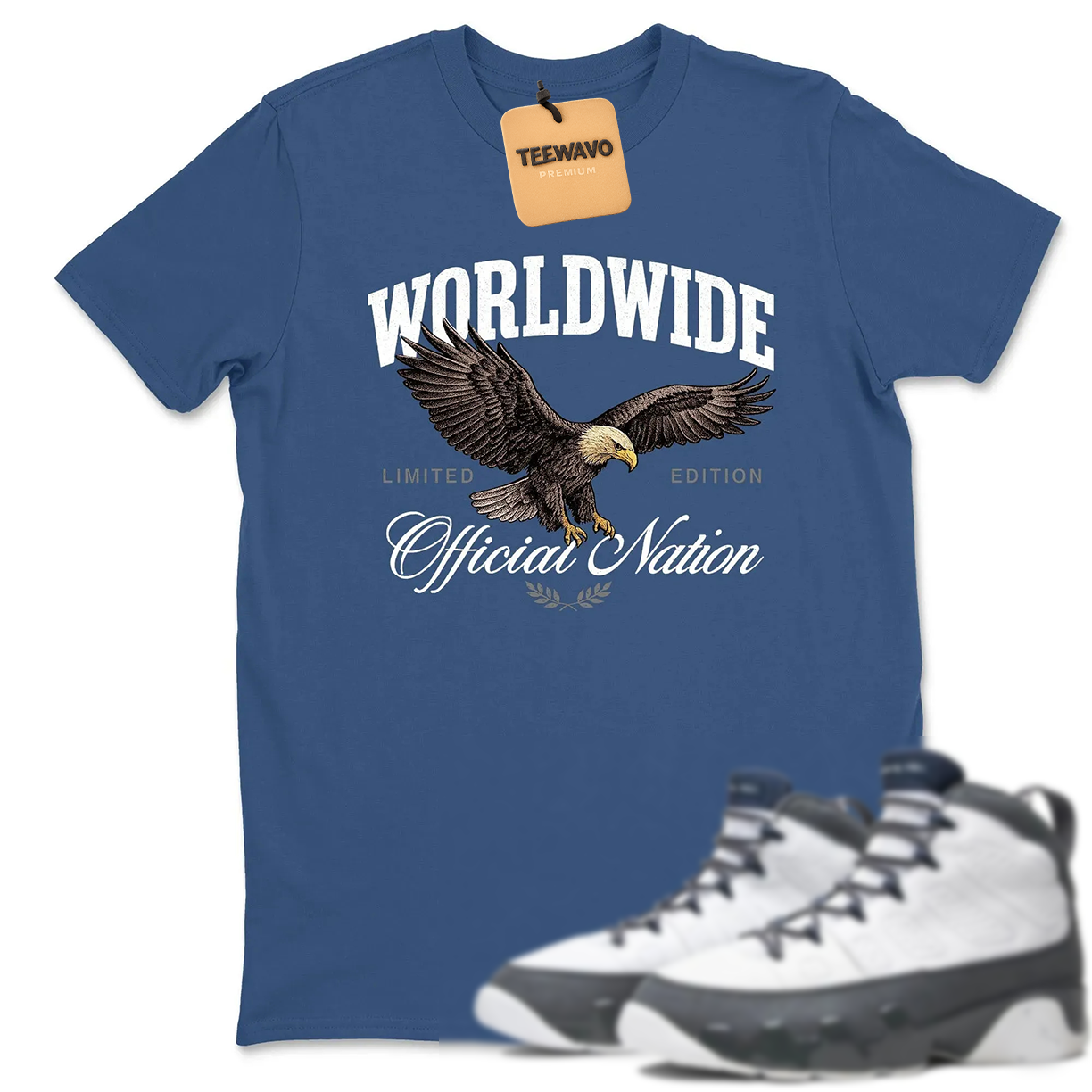 Worldwide Official Nation  Sneaker Tees - AJD 9 Flint Grey
