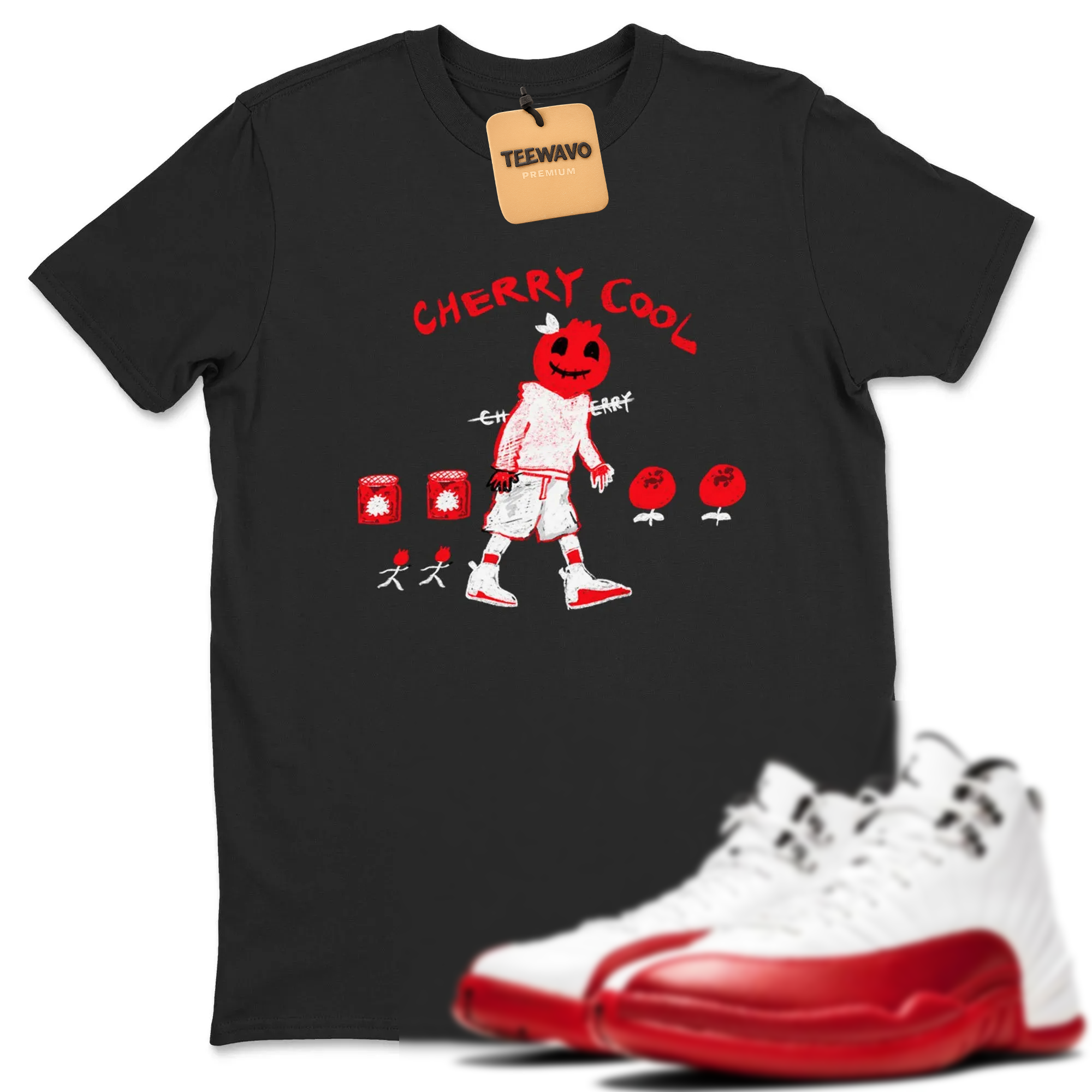 Cherry Cool TEEWAVO Sneaker Tees - AJD 12 Cherry