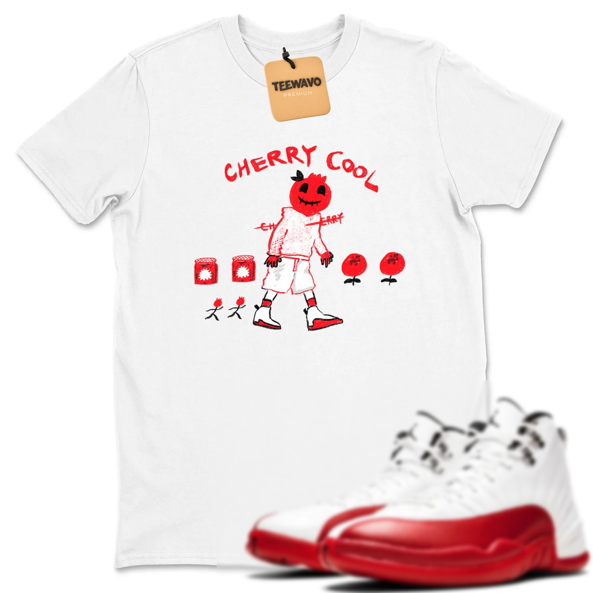 Cherry Cool TEEWAVO Sneaker Tees - AJD 12 Cherry