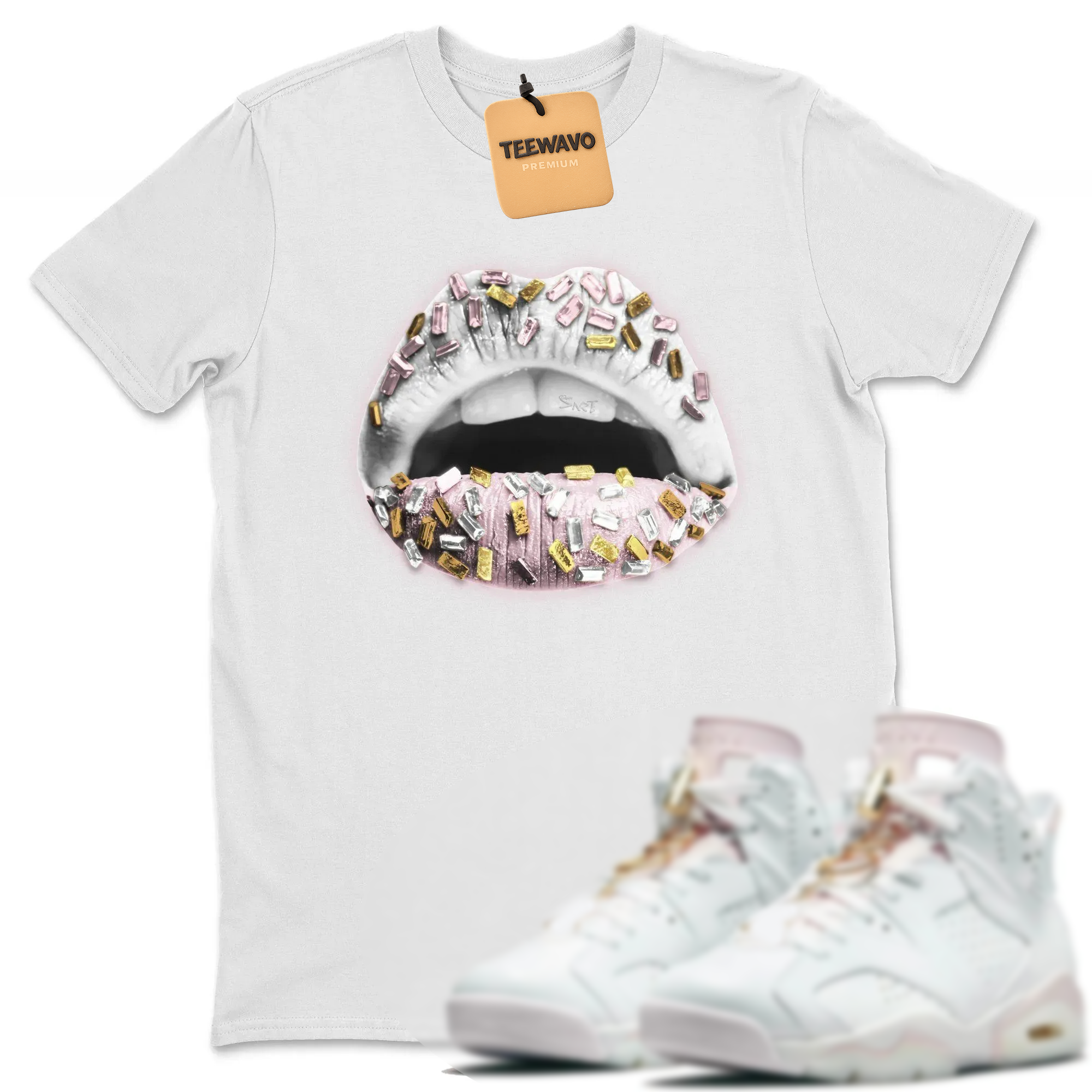 Lips Jewel Unisex Tops - AJ 6 Gold Hoops
