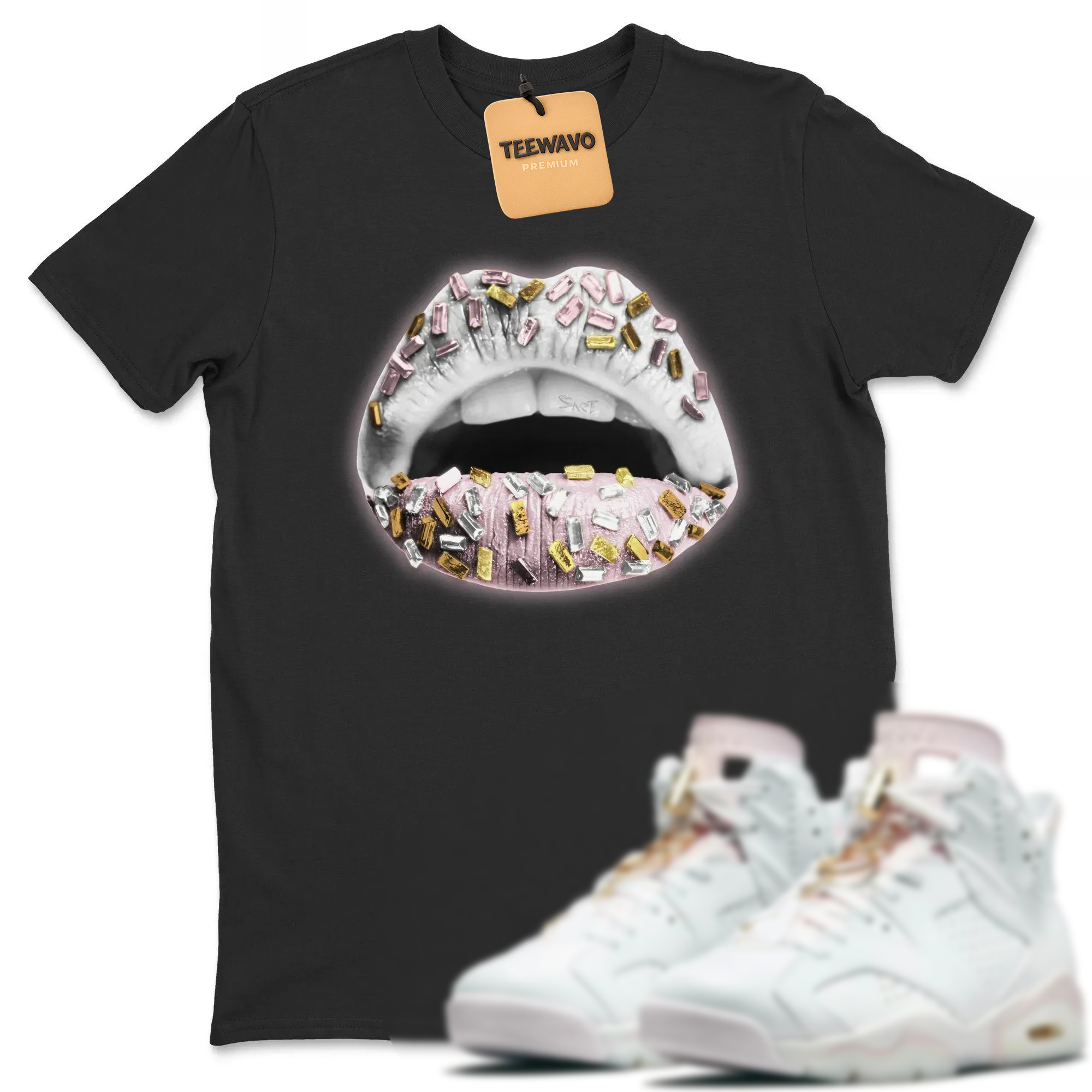 Lips Jewel Unisex Tops - AJ 6 Gold Hoops