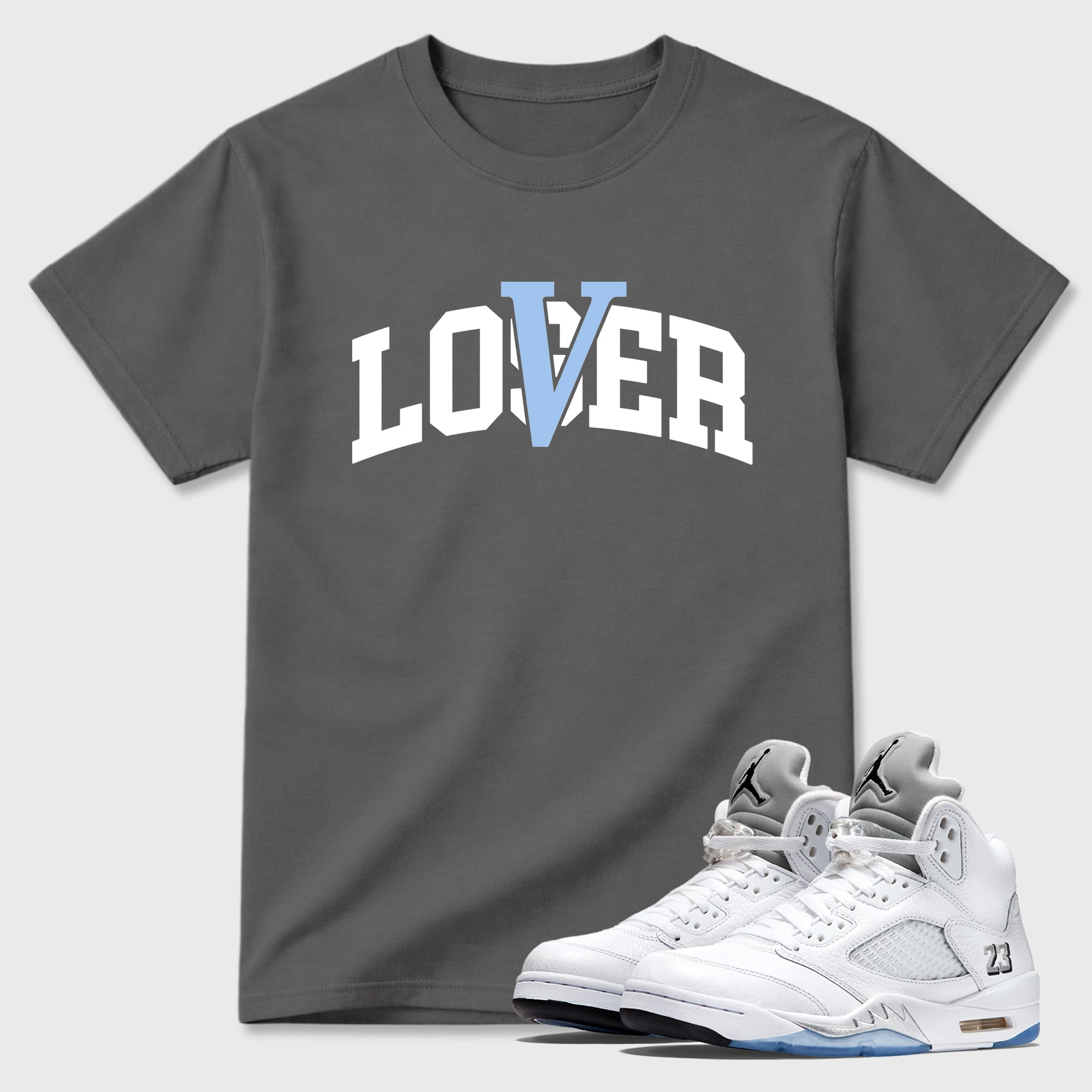 Varsity Loser Lover Sneaker Tees - Air Jordan 5 White Metallic