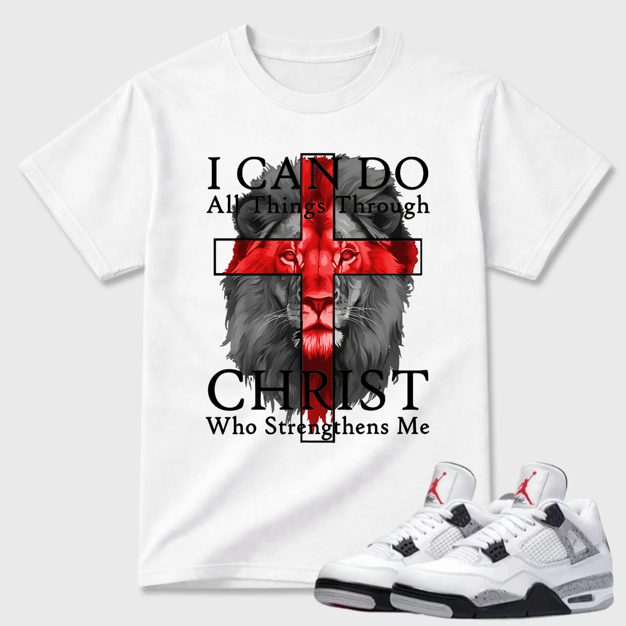 I Can Do All Things Through Christ Lion Air Jordan 4 Graphic Tee