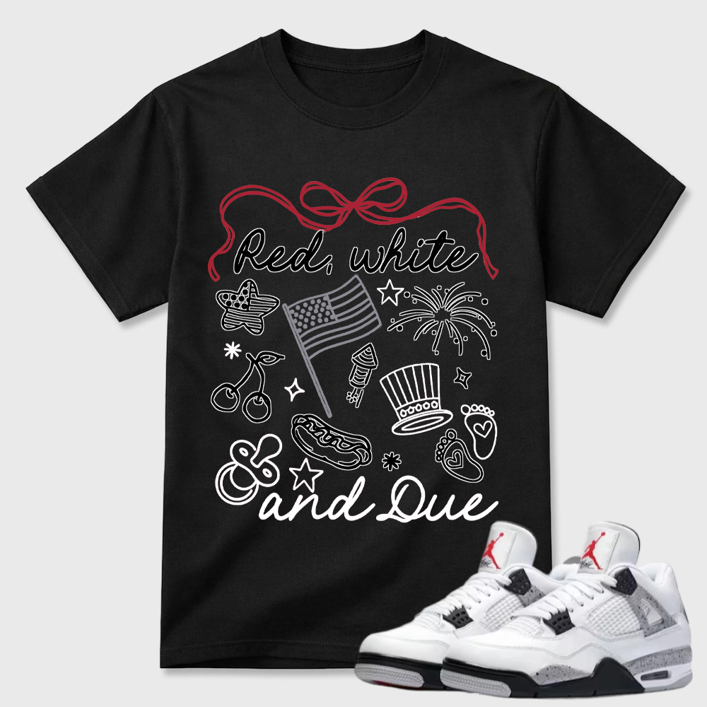 Red White And Due Patriotic Air Jordan 4 Doodle Tee