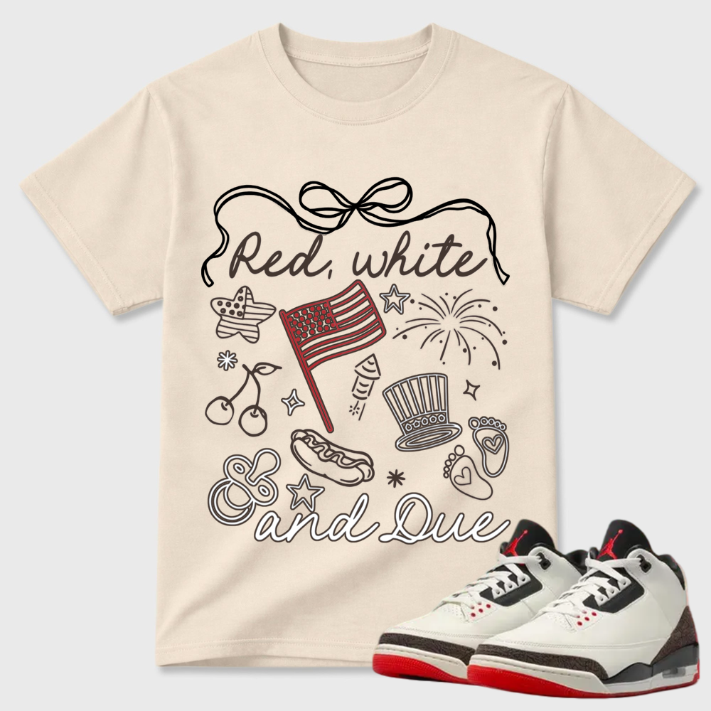 Red White And Due Patriotic Air Jordan 3 Doodle Tee